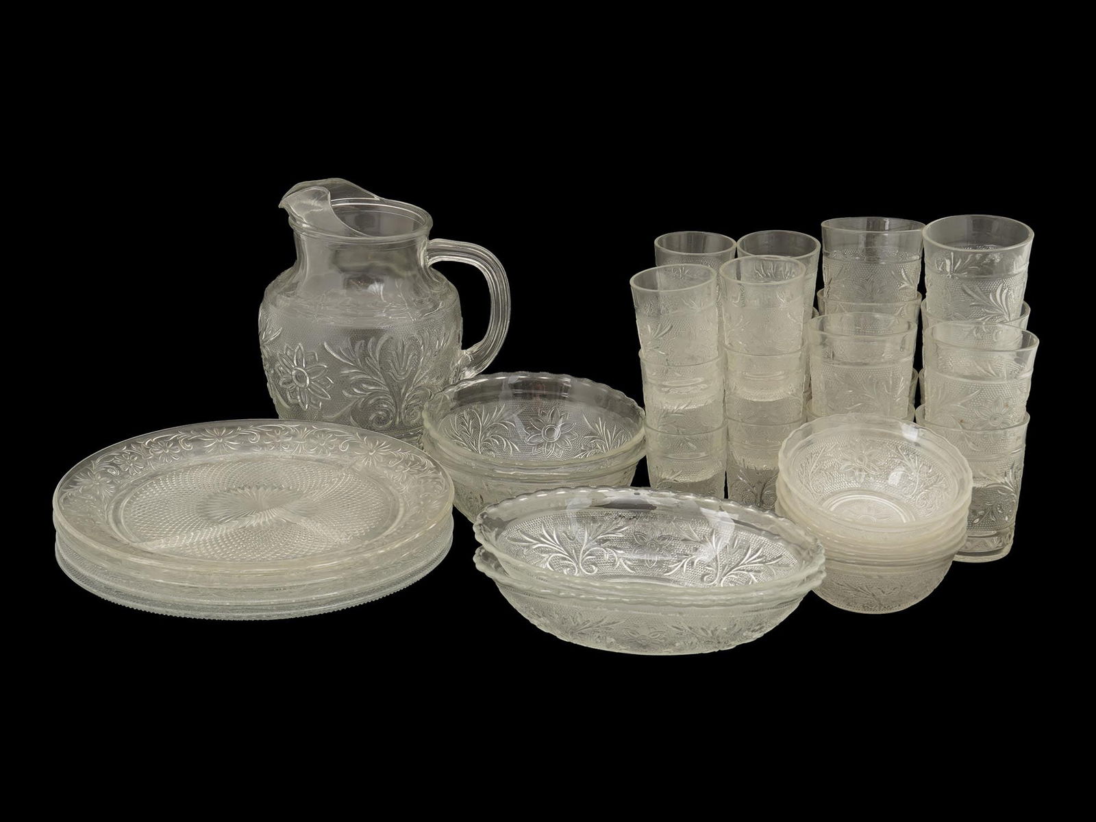 INDIANA SANDWICH CLEAR PRESSED GLASSWARE GLASSES (1 of 10)