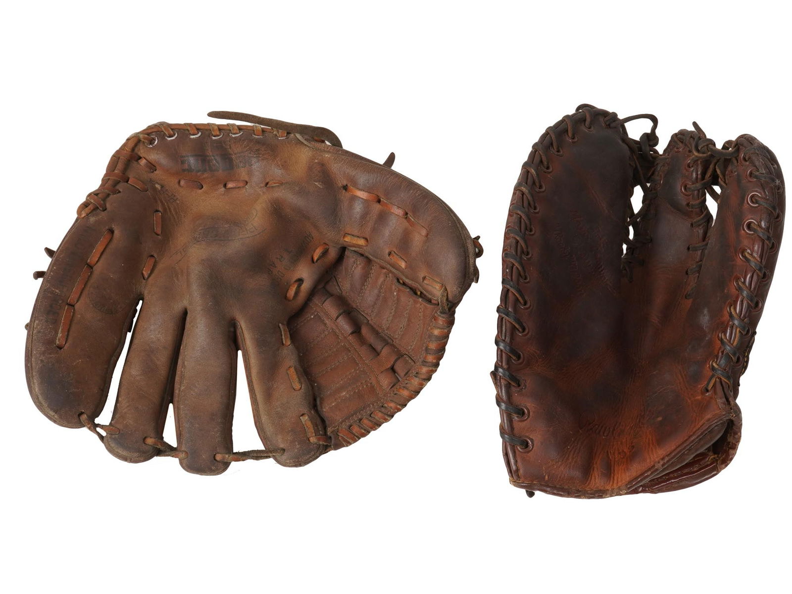 TWO LEATHER BASEBALL GLOVES RAWLINGS CLAW, REGENT (1 of 13)