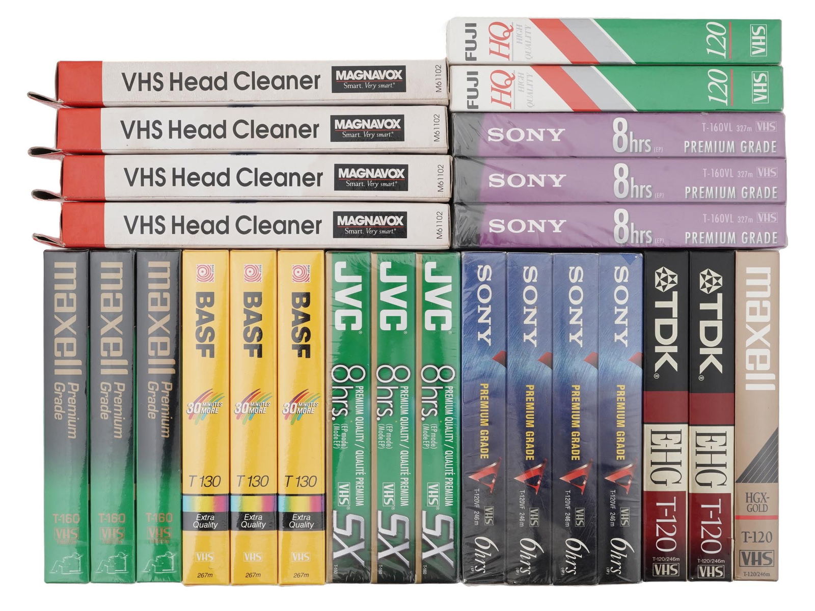 VHS CASSETTES AND MAGNAVOX HEAD CLEANERS IOB (1 of 4)