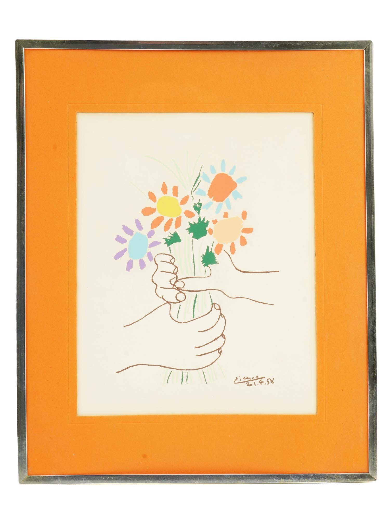 1958 LITHOGRAPH BOUQUET ATTRIBUTED TO PABLO PICASSO (1 of 5)