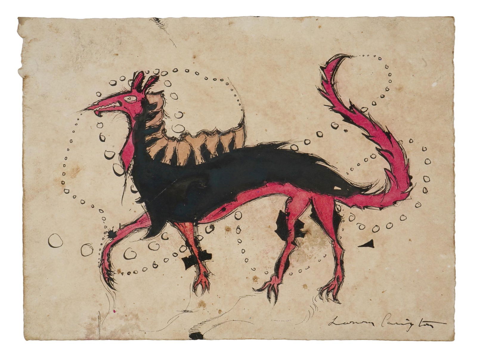 Mid Century Dragon Drawing By Leonora Carrington Auction