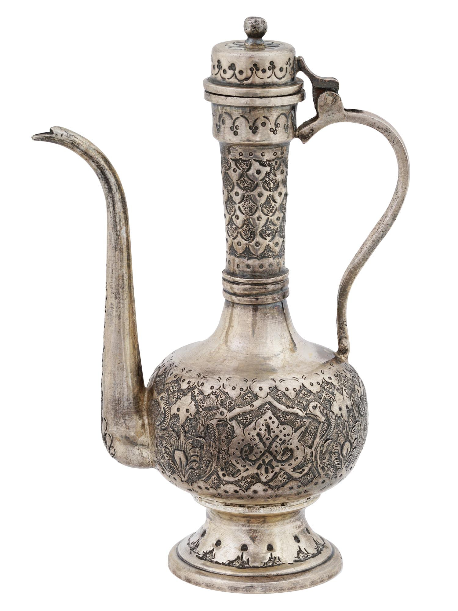 ANTIQUE PERSIAN SILVER DECORATED PRESENTATION EWER JUG (1 of 7)