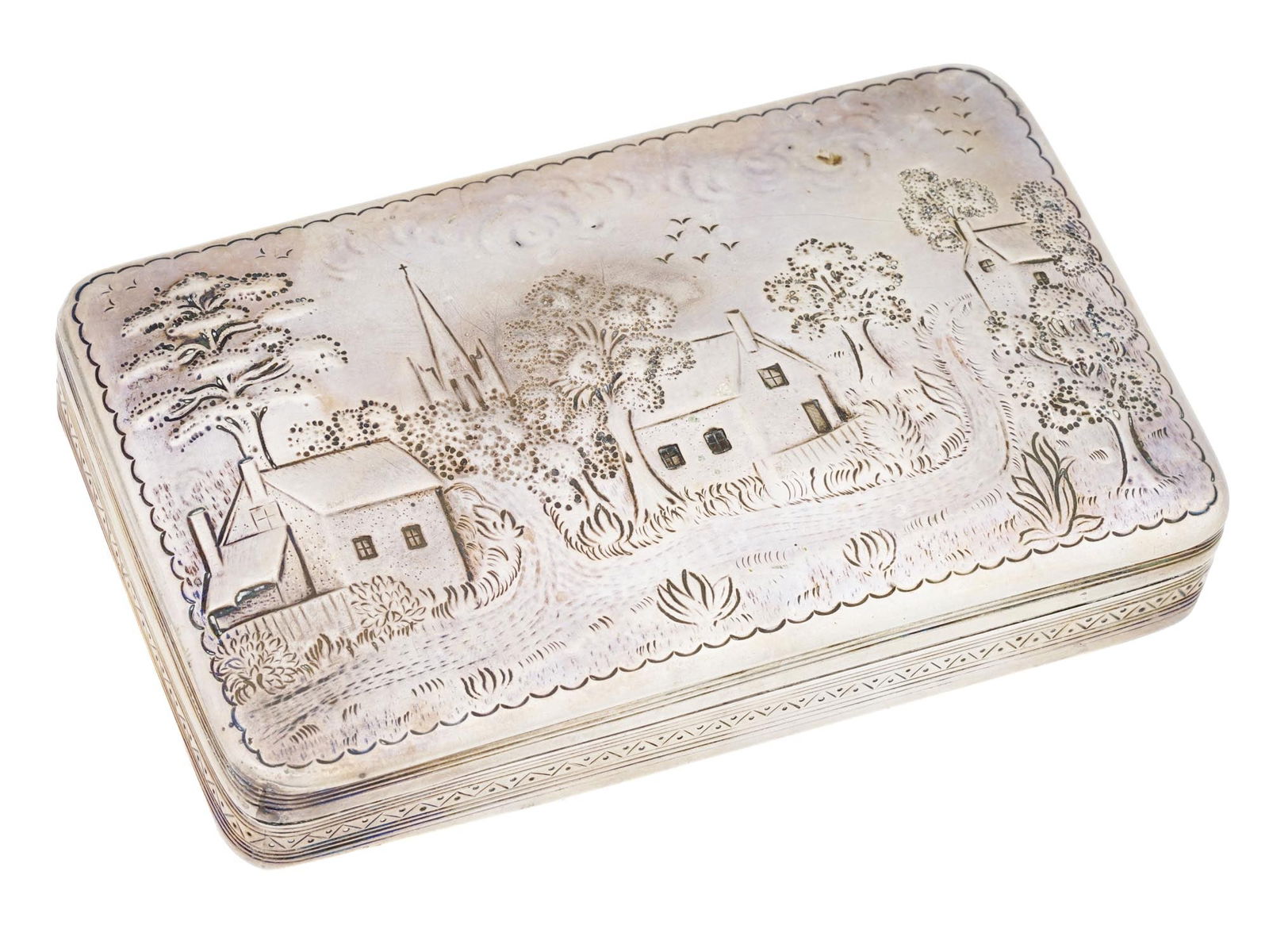 ANTIQUE EARLY 19TH C DUTCH SOLID SILVER SNUFF BOX (1 of 10)