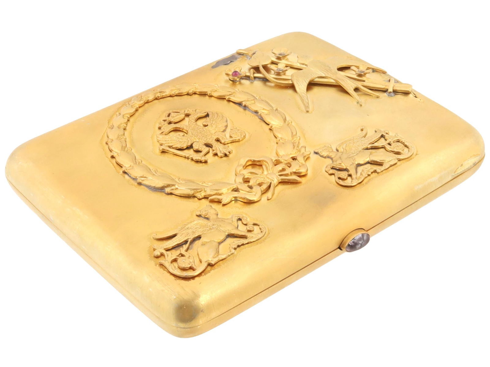 RUSSIAN 84 SILVER GILT CIGARETTE CASE W OVERLAYS (1 of 4)