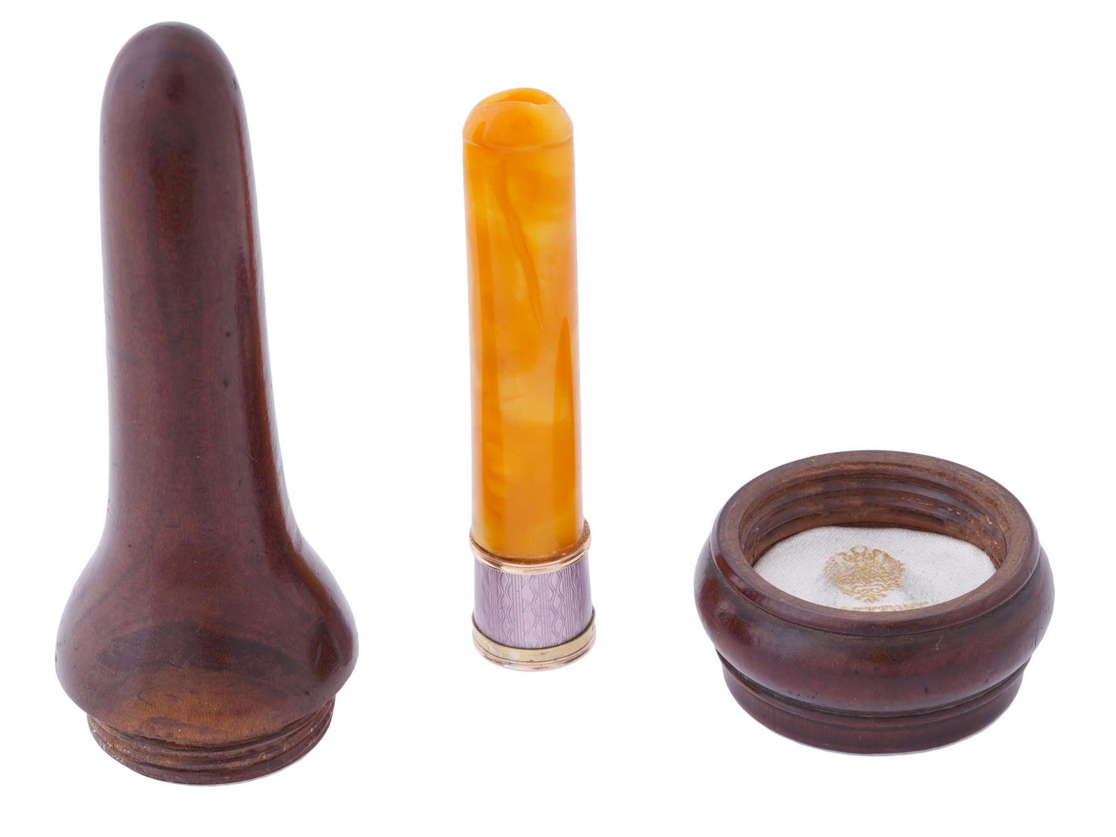 RUSSIAN GOLD ENAMEL AMBER CIGARETTE HOLDER WITH BOX (1 of 10)