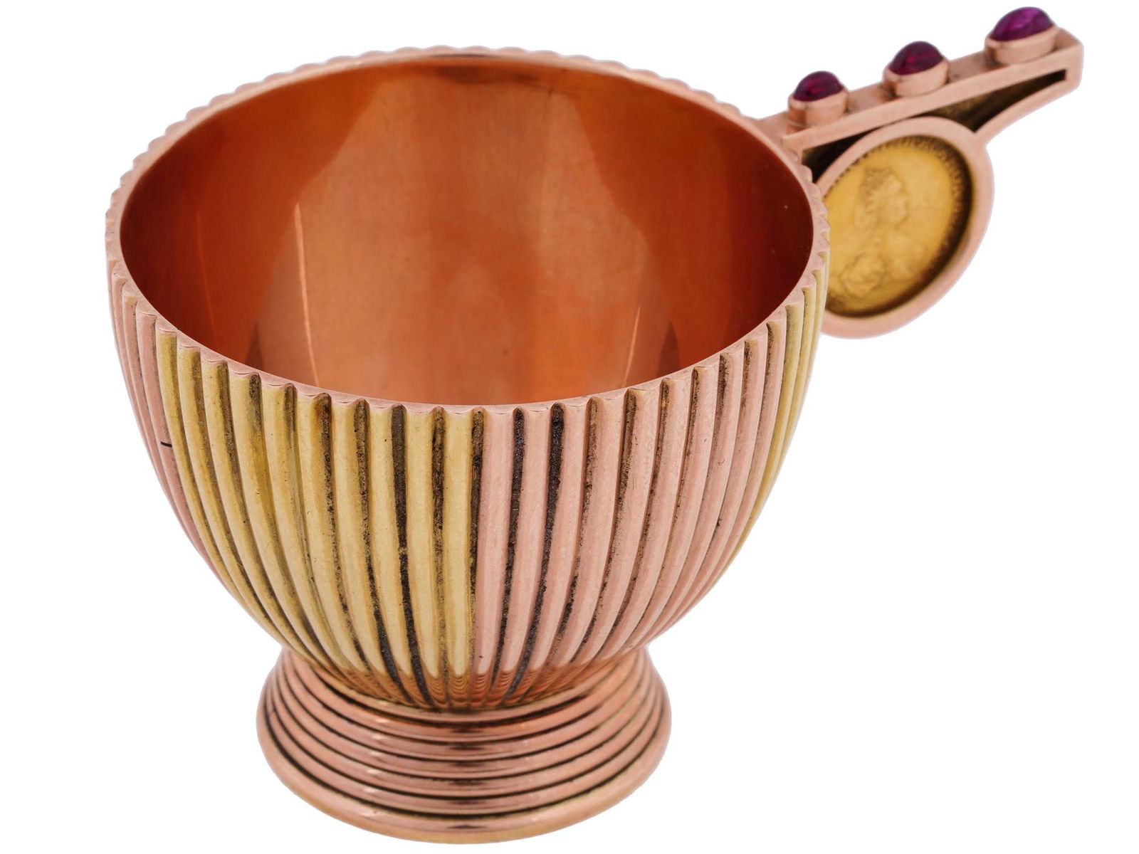 RUSSIAN GOLD CHARKA WITH SAPPHIRES AND CATHERINE II COIN (1 of 8)