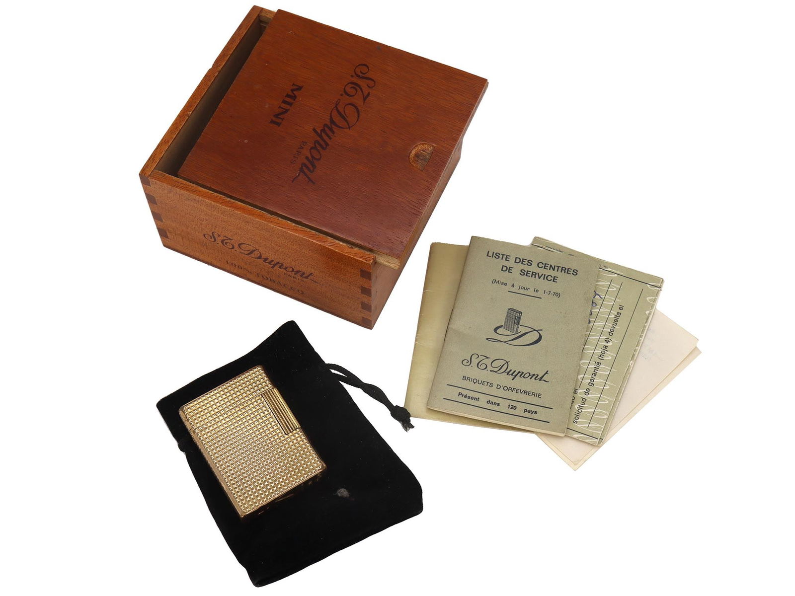 ST DUPONT LIGNE 1 YELLOW GOLD POCKET LIGHTER IOB (1 of 9)