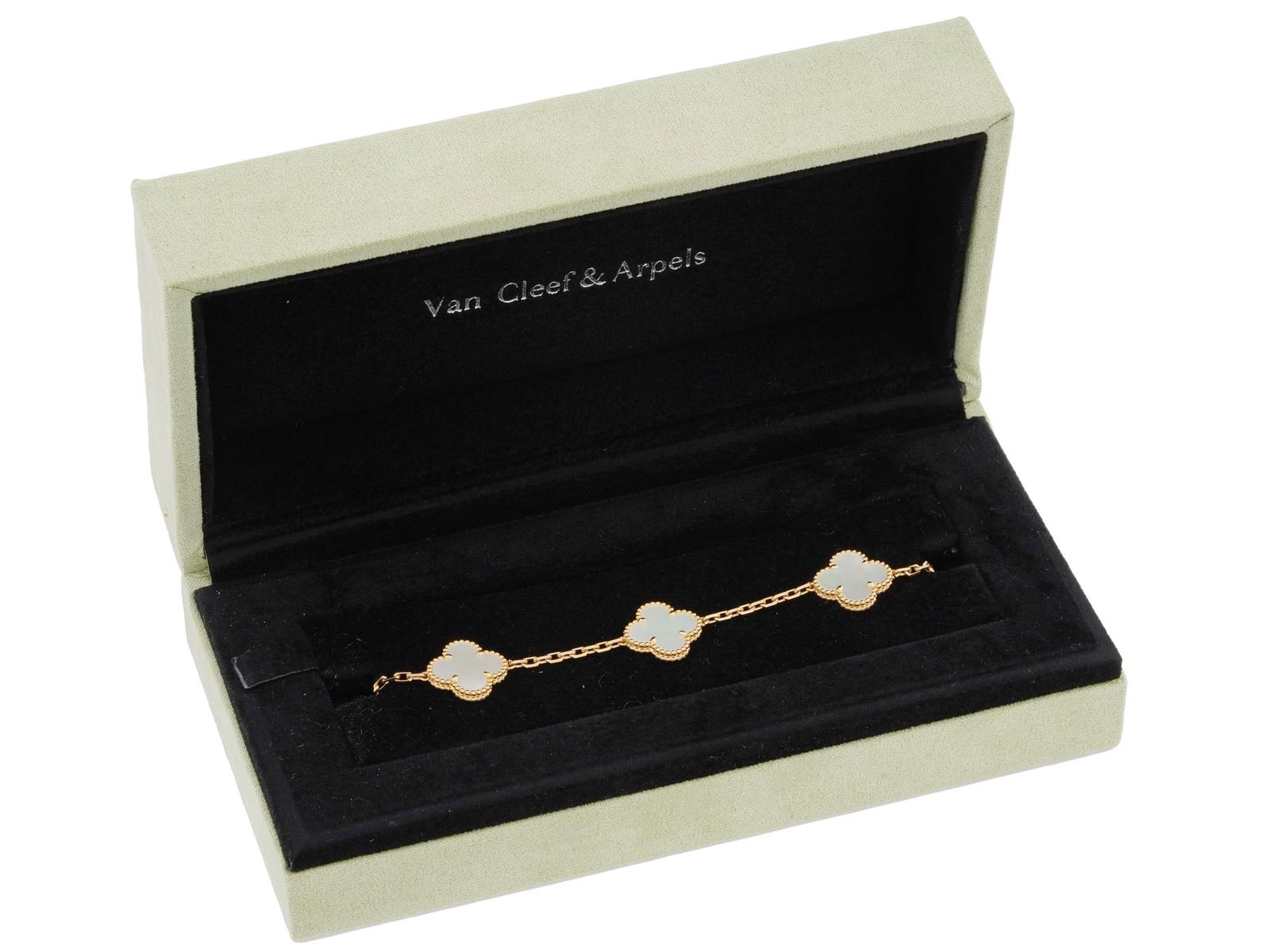 VAN CLEEF ALHAMBRA 18K GOLD MOTHER OF PEARL BRACELET (1 of 5)