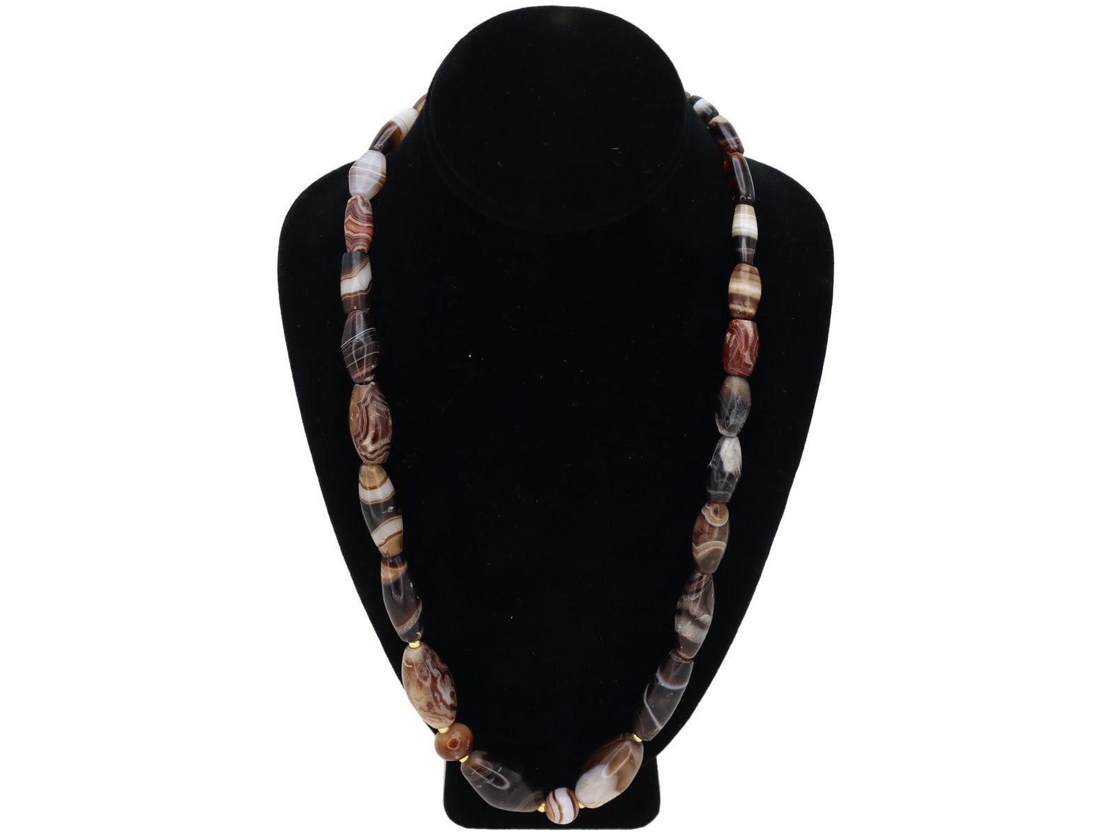 ANCIENT ROMAN 23K GOLD AGATE CHALCEDONY NECKLACE (1 of 6)