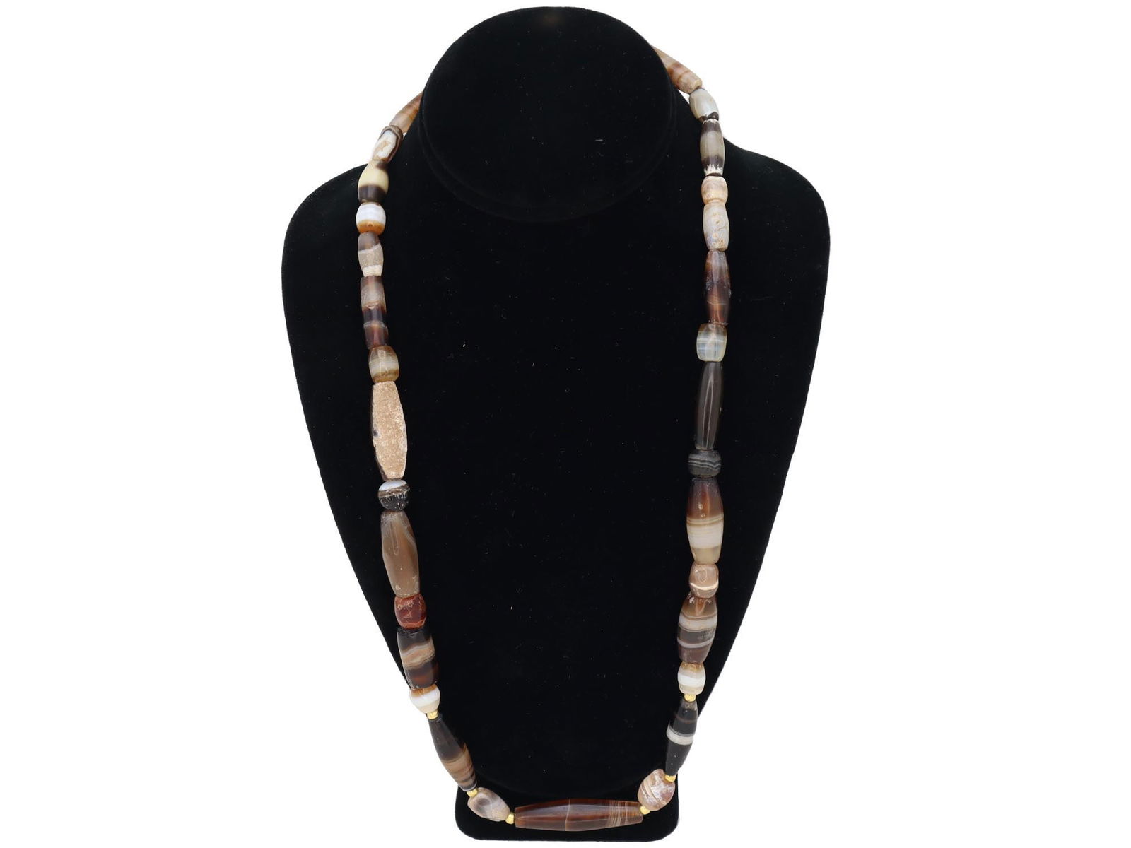 ANCIENT ROMAN 23K GOLD AGATE CHALCEDONY NECKLACE (1 of 5)