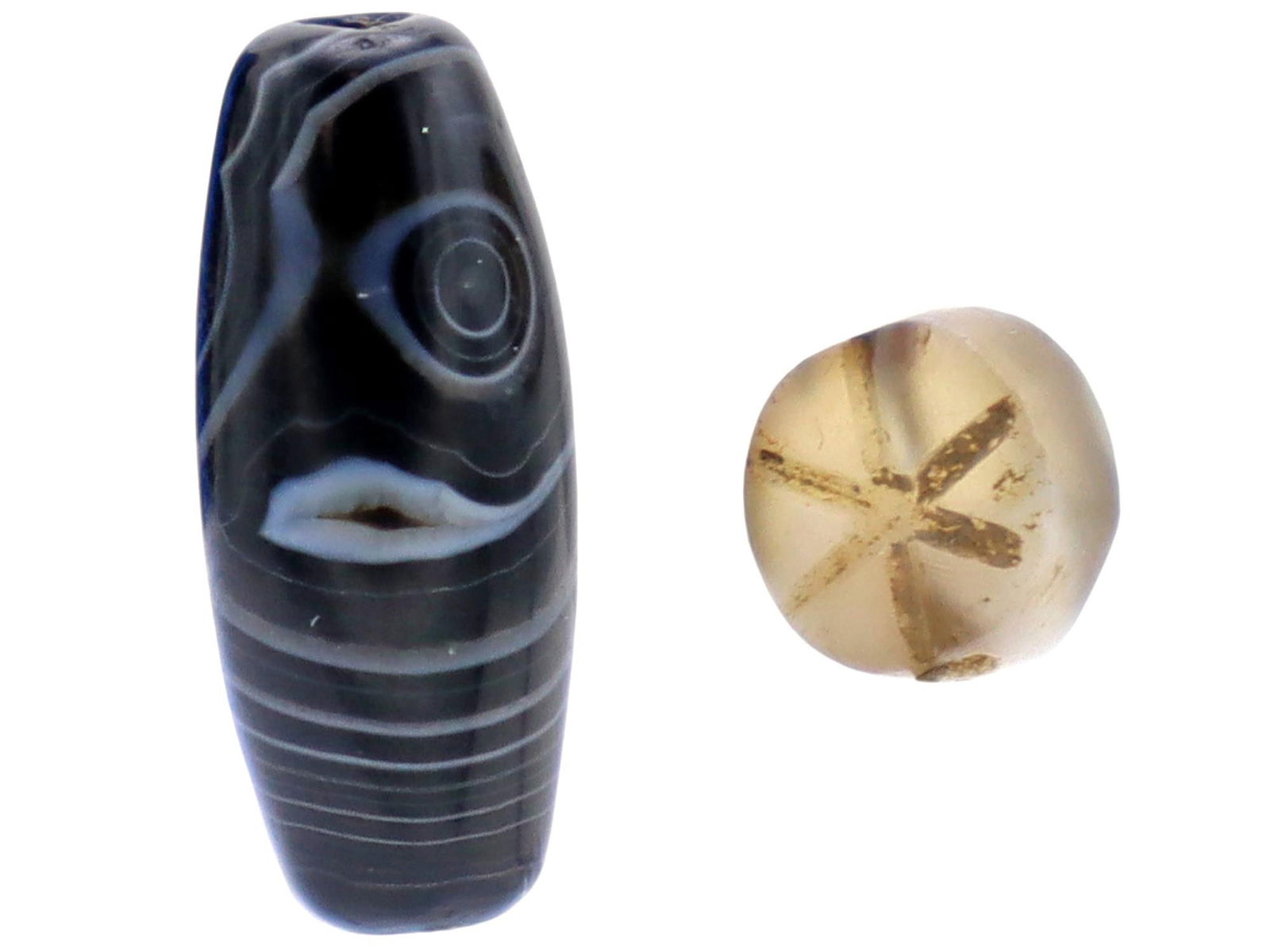 LOT OF ANCIENT ROMAN AGATE TUBULAR SEAL STAR BEADS (1 of 4)