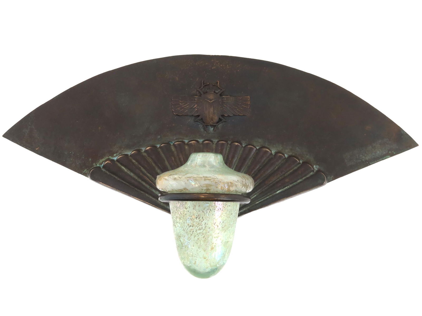 ART DECO BRONZE WALL PLAQUE WITH FAVRILE GLASS VASE (1 of 8)