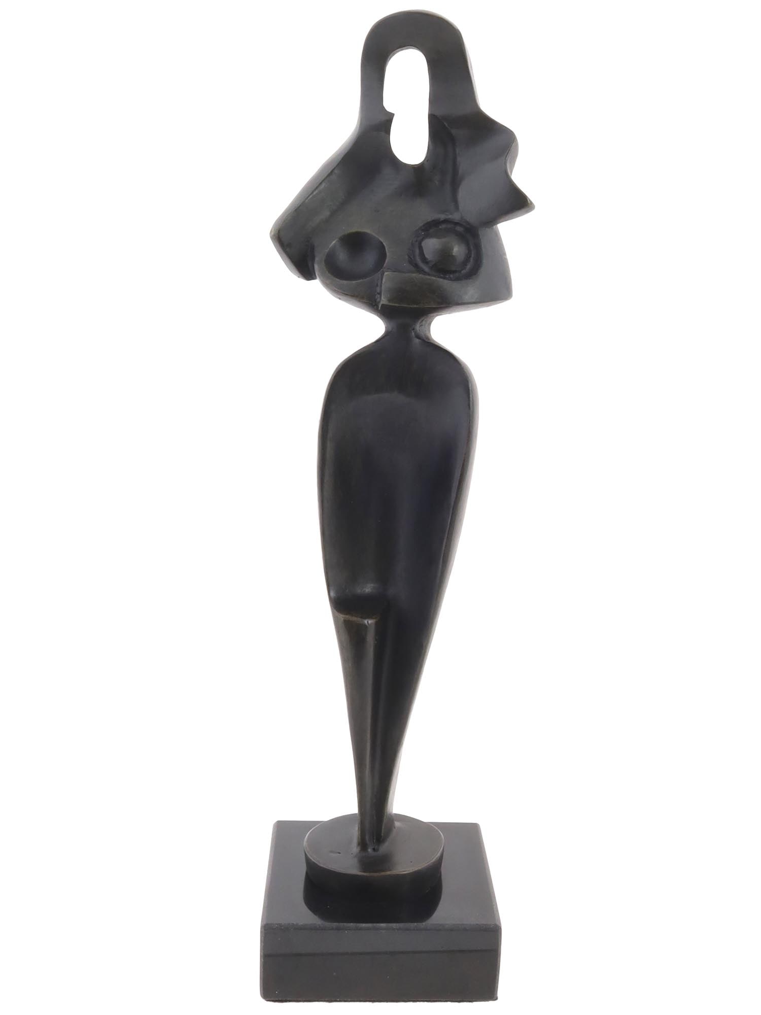 BRONZE FEMALE NUDE FIGURE BY ALEXANDER ARCHIPENKO: Bronze sculpture by Alexander Archipenko, 1887 to 1964, a Ukrainian and American avant-garde artist. The artwork represents an abstract nude female figure without head and hands. Signed by the artist