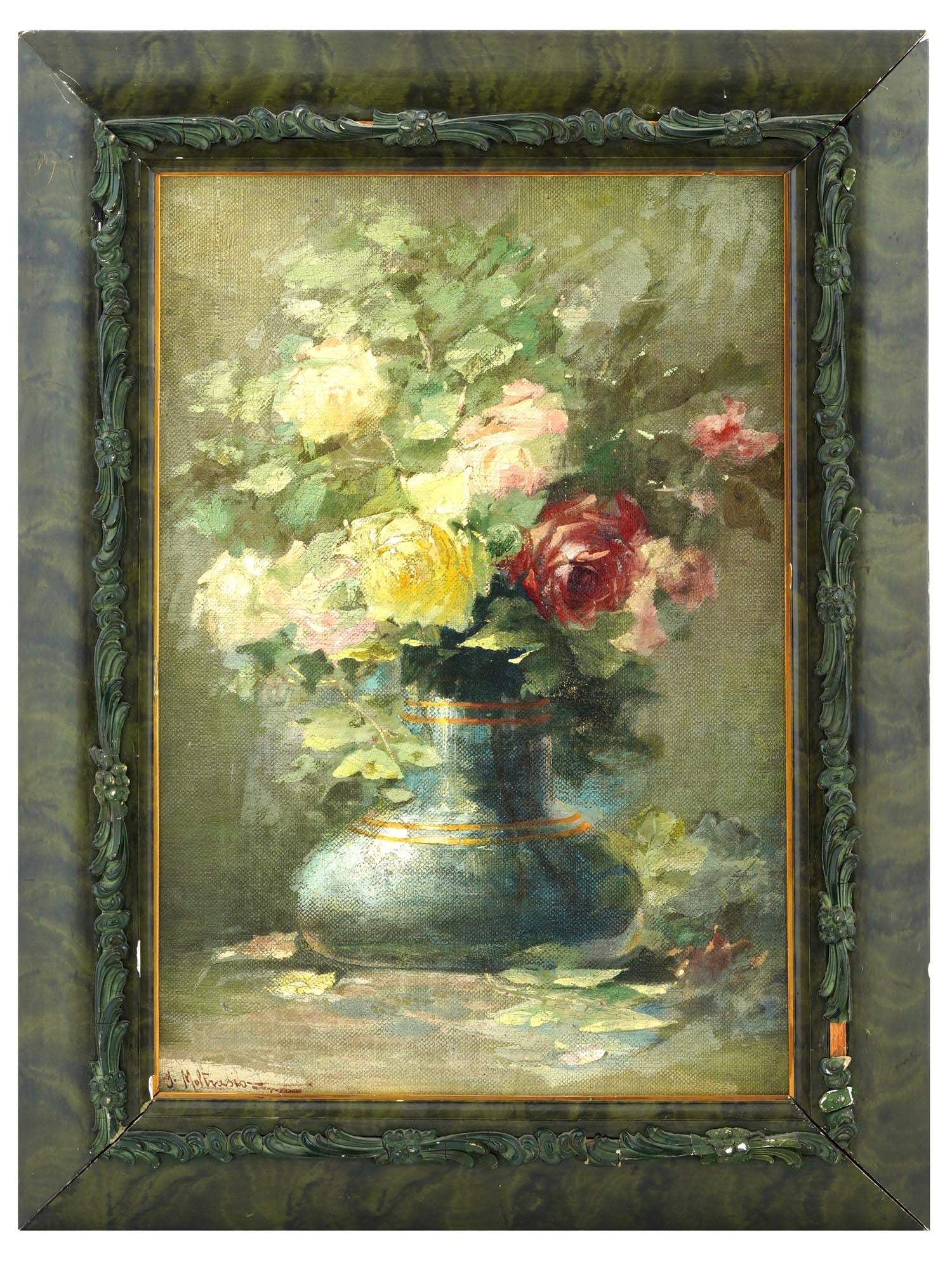 ANTIQUE STILL LIFE OIL PAINTING BY J. MOLFRASIO (1 of 5)