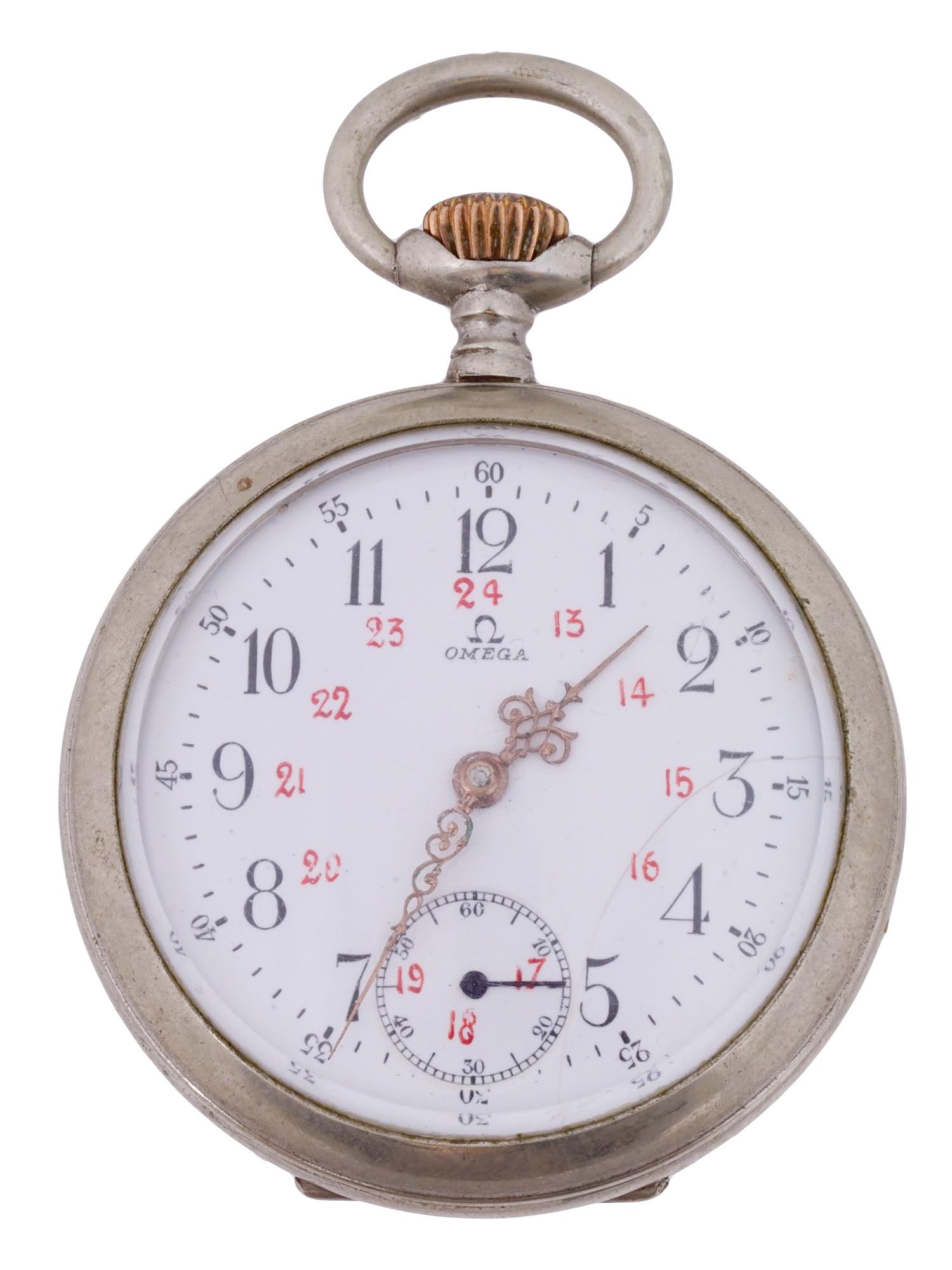 EARLY 20TH C SWISS OMEGA OPEN FACE POCKET WATCH (1 of 12)