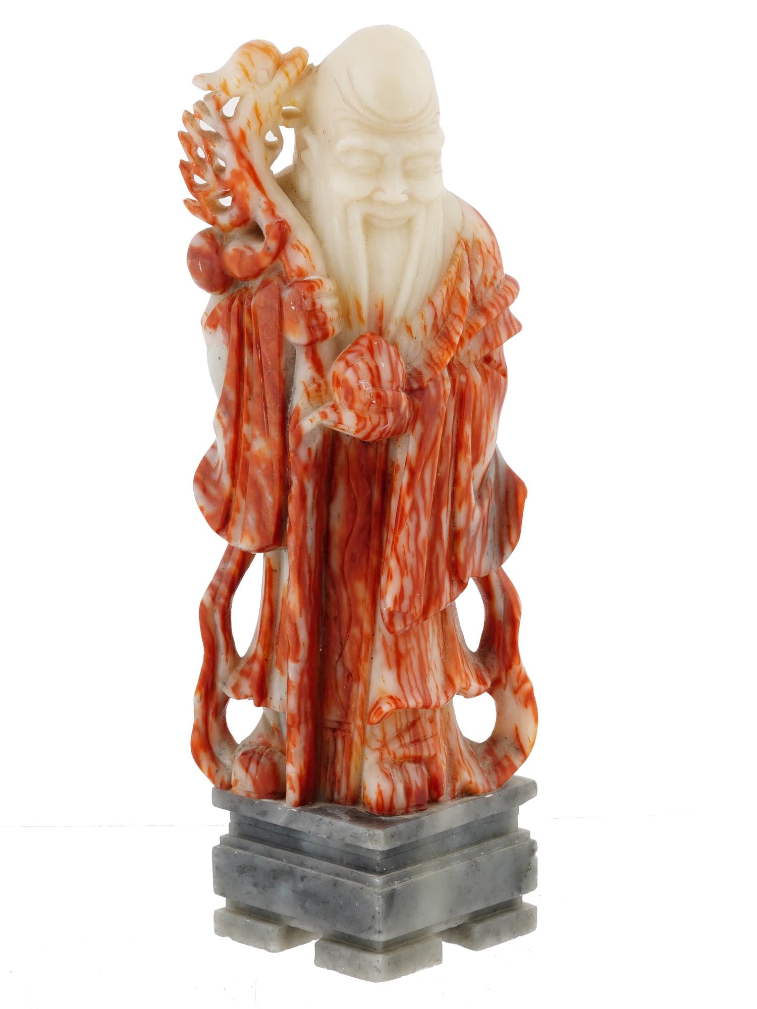 ANTIQUE CHINESE CARVED SOAPSTONE SHOULAO SCULPTURE (1 of 10)