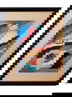 RUSSIAN GOUACHE PAINTING AFTER ALEXANDER RODCHENKO: A gouache painting on paper, Time, depicting an abstract composition, after Alexander Mikhailovich Rodchenko, Russian, Soviet era, 1891 to 1956. Inscribed, Rodchenko and dated 1969, upper right. Matte