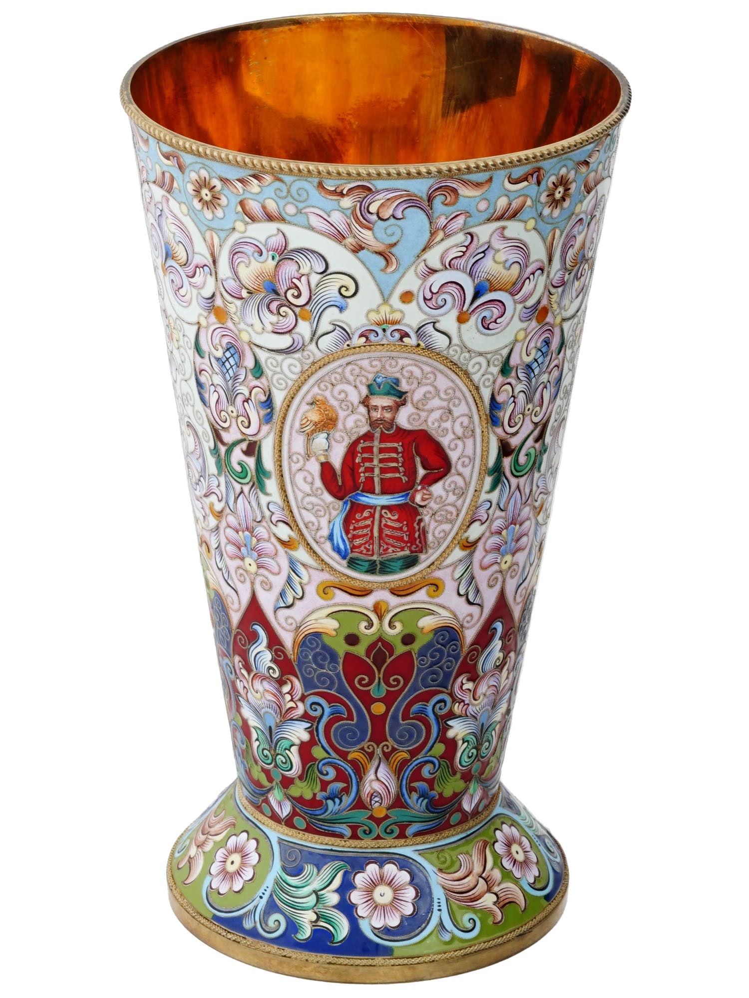 LARGE RUSSIAN 88 GILT SILVER ENAMEL PRESENTATION CUP (1 of 6)