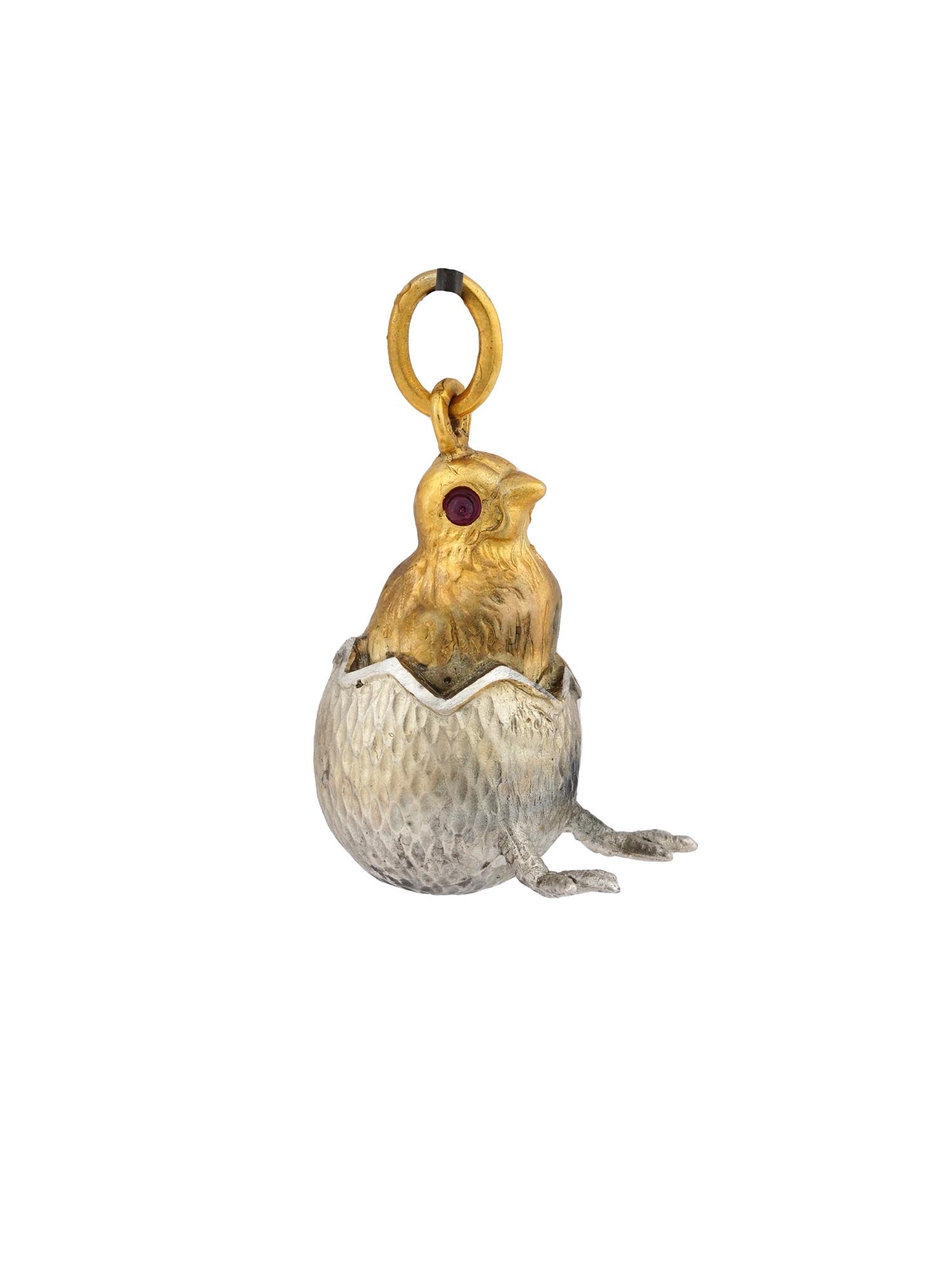 RUSSIAN 84 SILVER RUBY STONE CHICKEN EGG PENDANT (1 of 9)