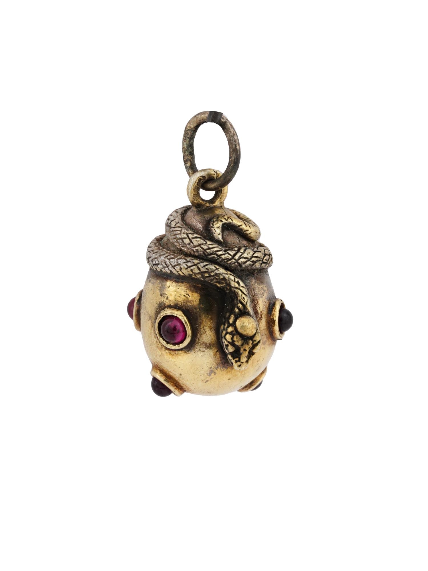 RUSSIAN 88 GILT SILVER RUBY FIGURAL SNAKE EGG PENDANT (1 of 8)