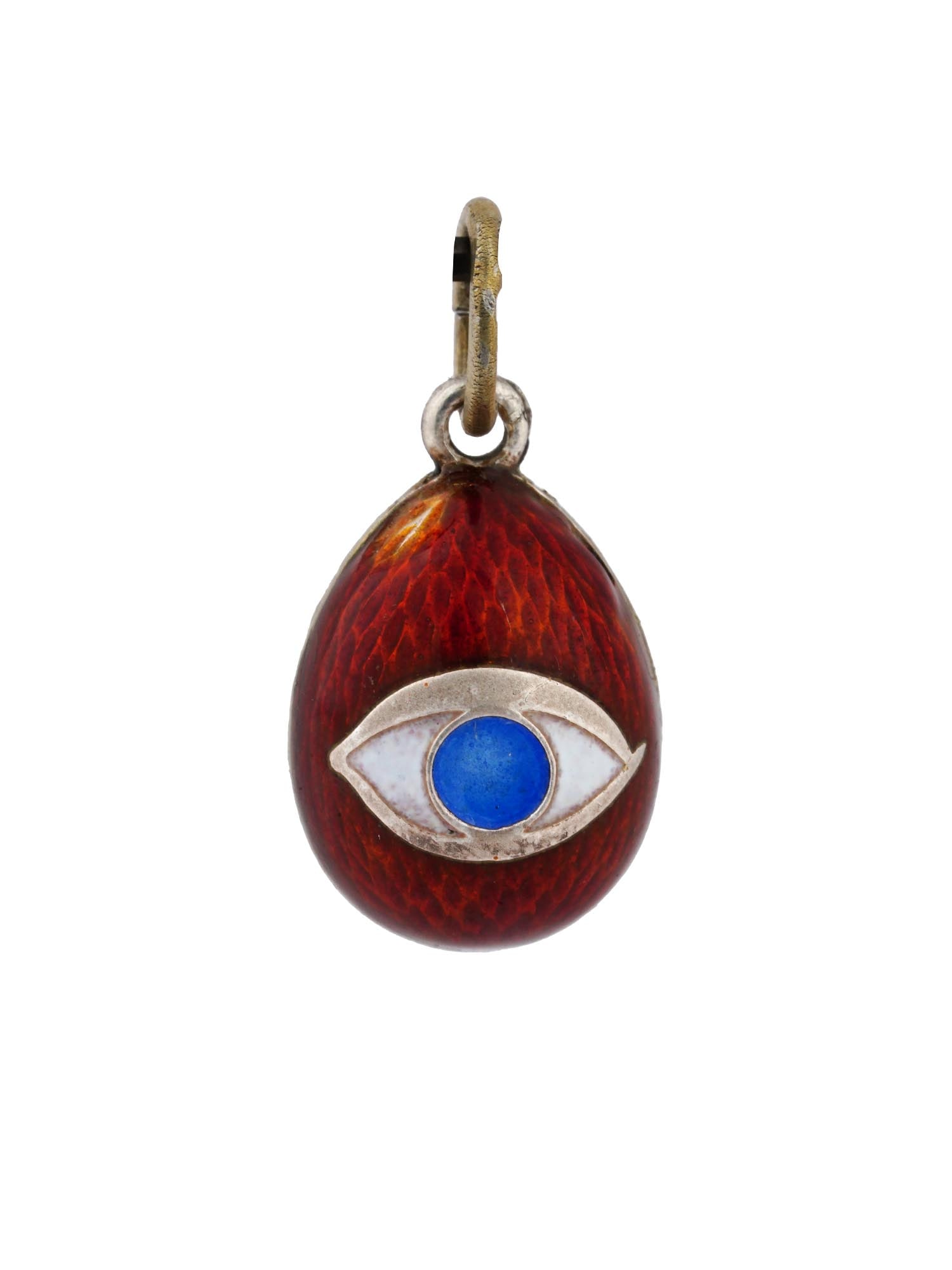 RUSSIAN SILVER GUILLOCHE ENAMEL EYE EGG PENDANT (1 of 6)