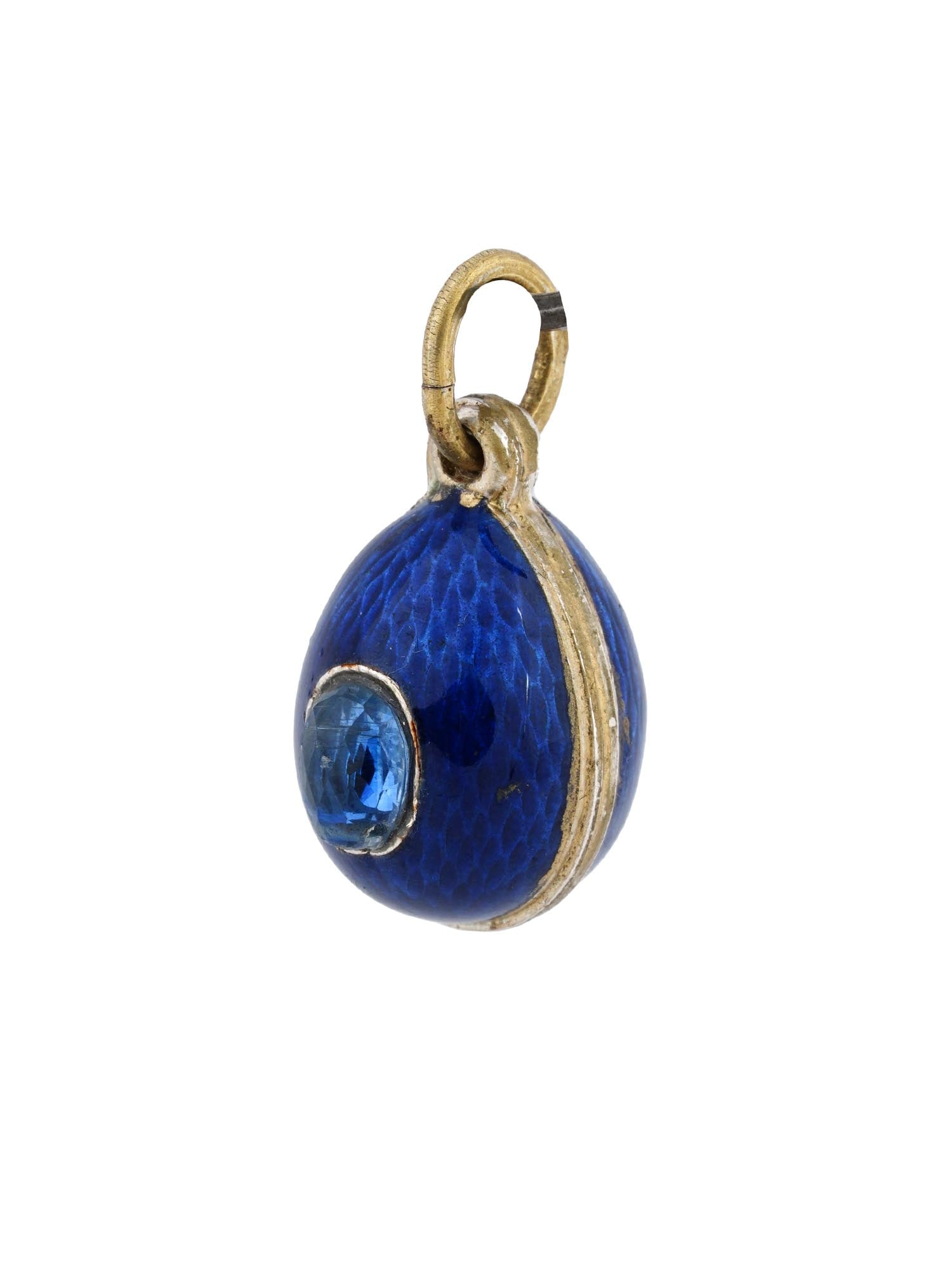 RUSSIAN 88 GILT SILVER ENAMEL GEMSTONE EGG PENDANT (1 of 5)