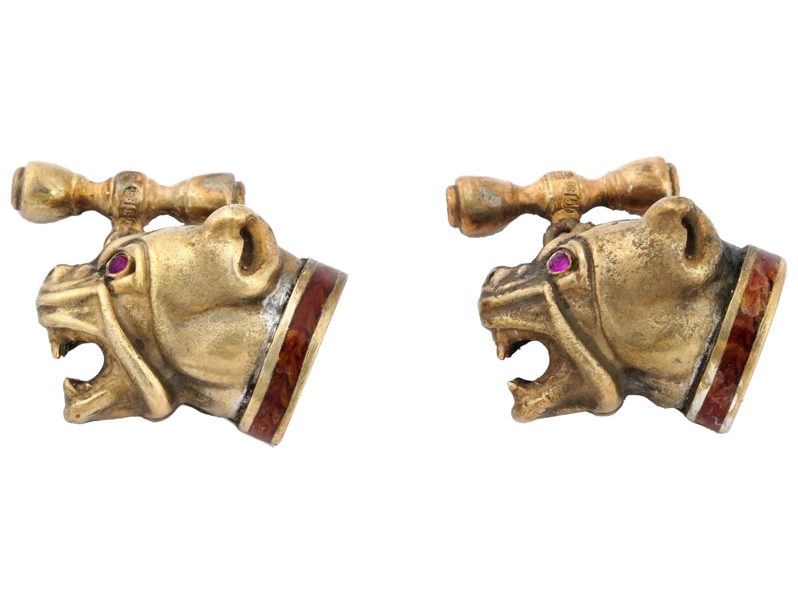 RUSSIAN GILT SILVER ENAMEL AMETHYST CUFFLINKS (1 of 4)