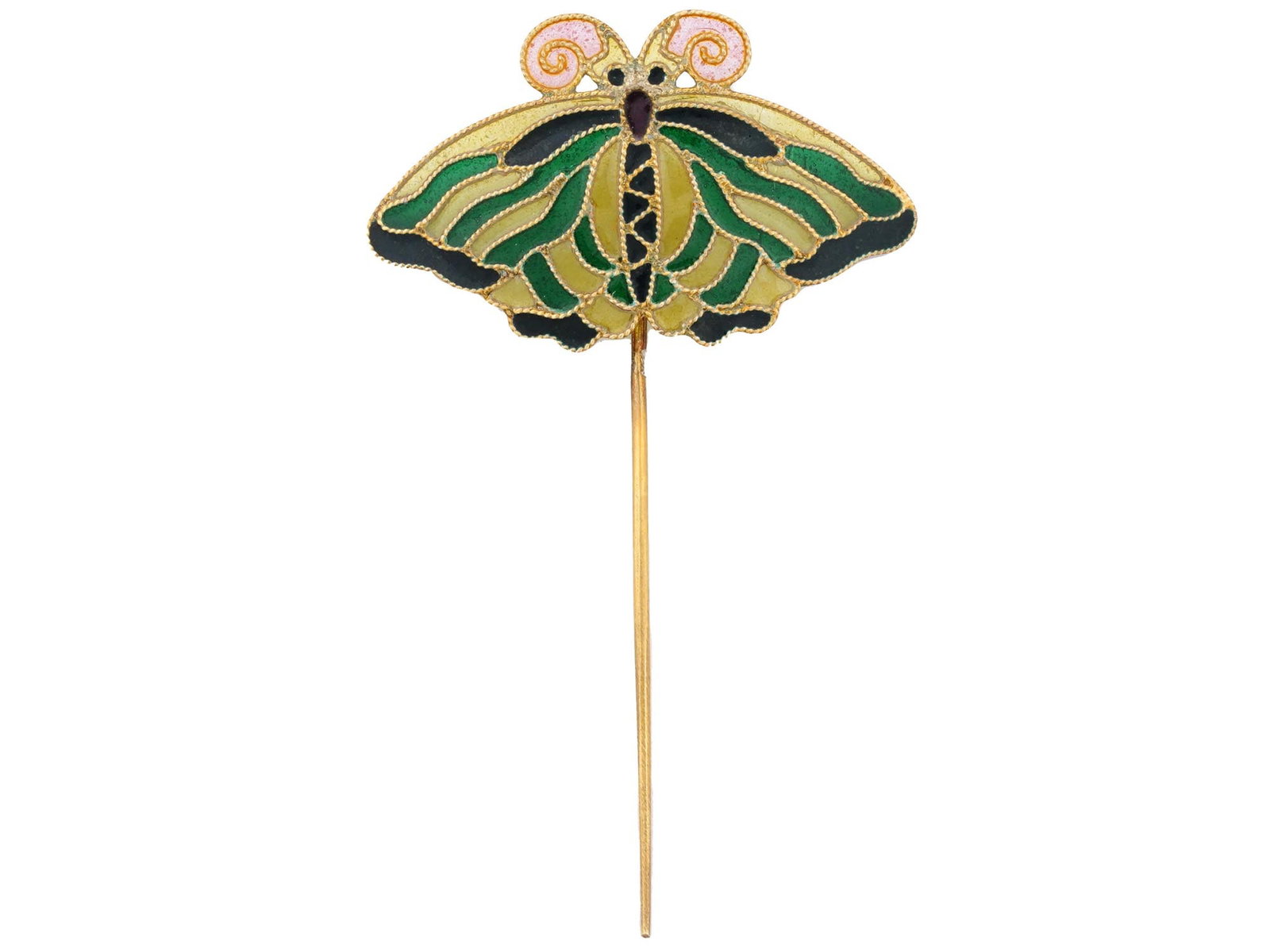 RUSSIAN GILT SILVER PLIQUE A JOUR ENAMEL HAT PIN (1 of 5)