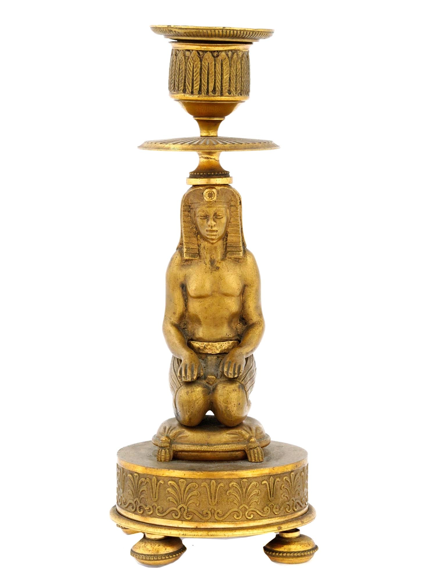 ART DECO EGYPTIAN REVIVAL GILT BRONZE CANDLESTICK (1 of 9)