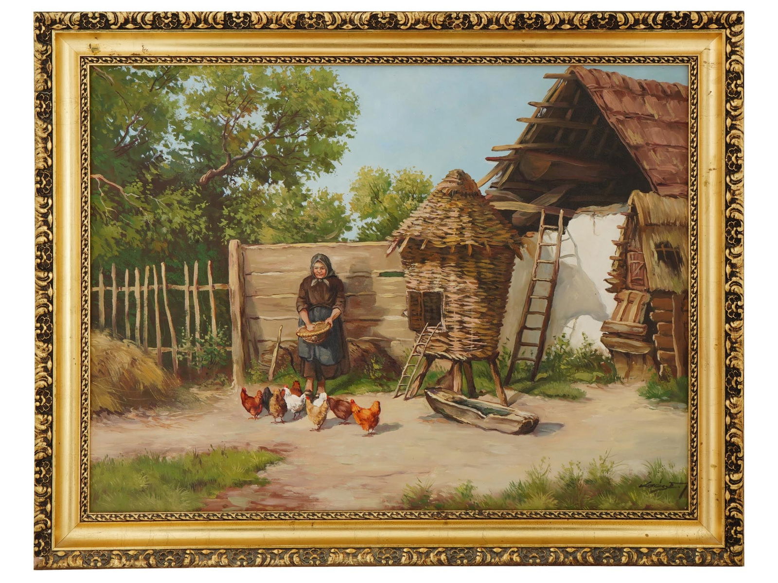 HUNGARIAN RURAL SCENE FARM PAINTING BY ELEMER KOVACS (1 of 7)