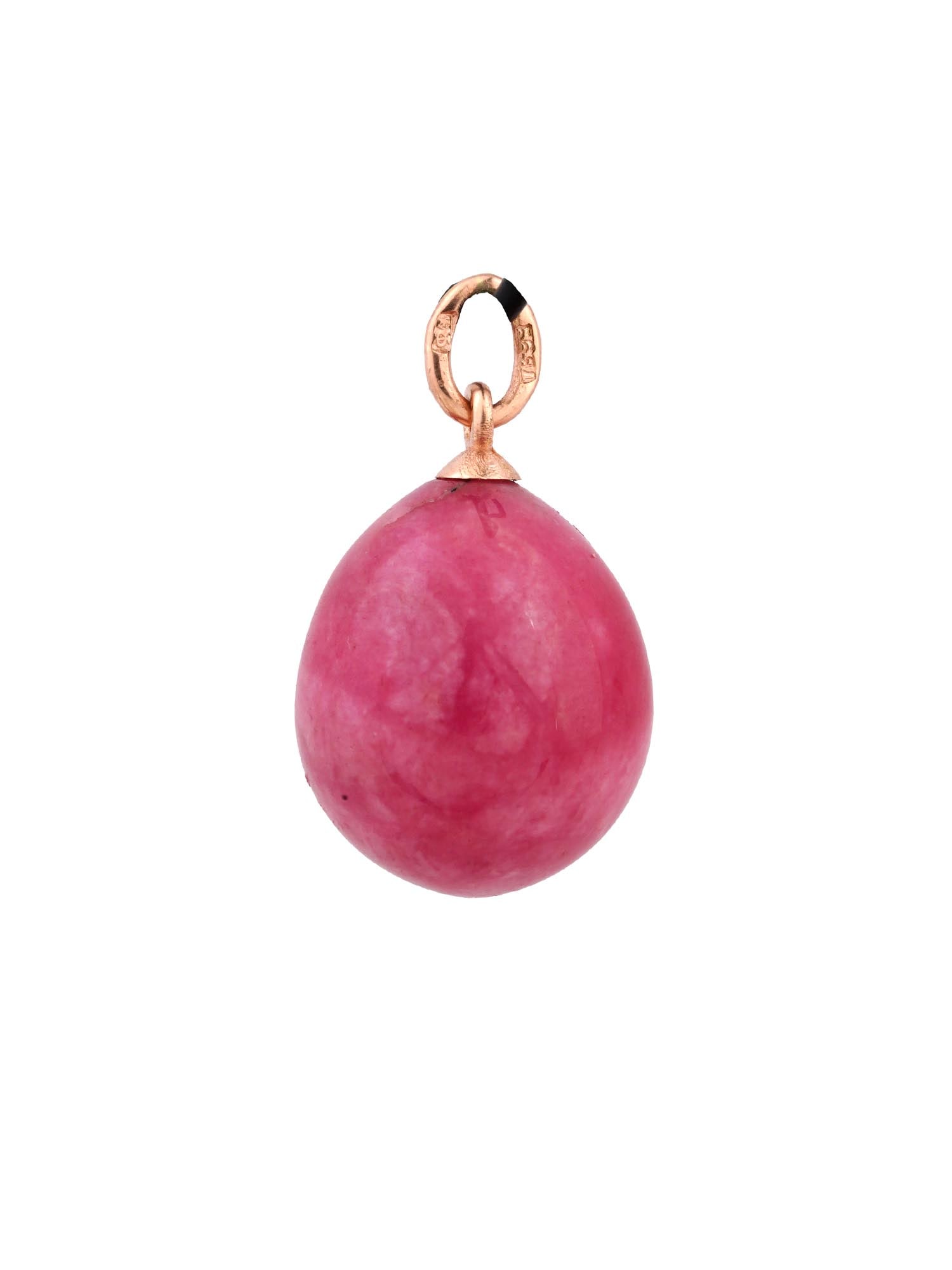 RUSSIAN 14K GOLD MOUNTED RHODONITE EGG PENDANT (1 of 3)