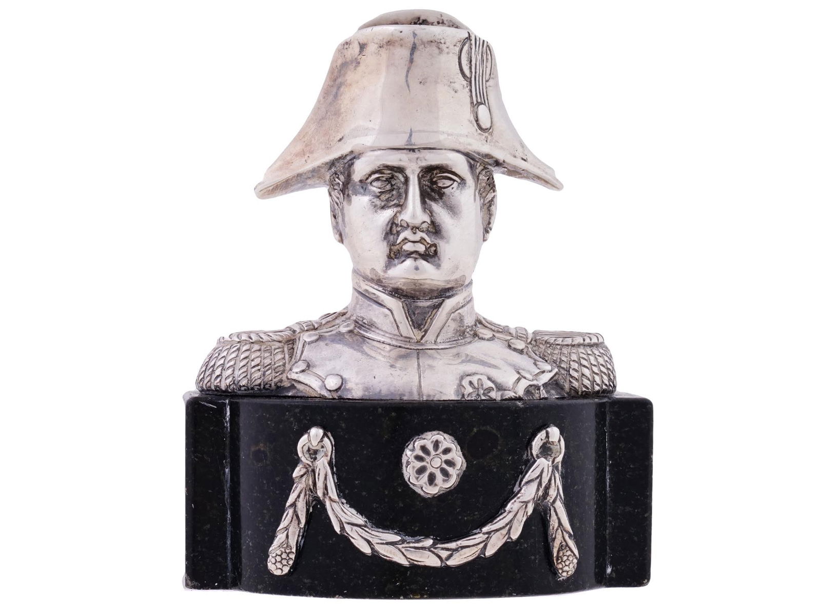 ANTIQUE HANAU SILVER BUST OF NAPOLEON BONAPARTE (1 of 8)