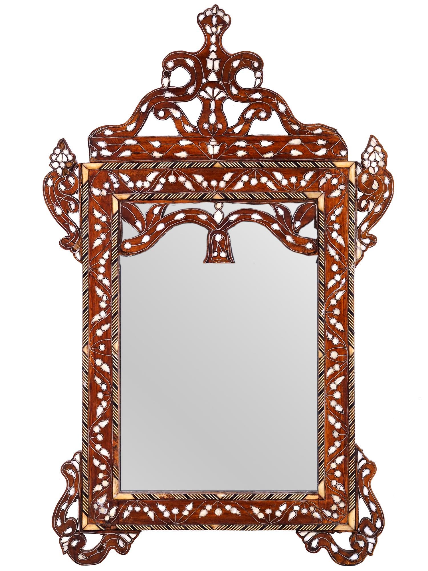 ANTIQUE 19TH C MOTHER OF PEARL INLAID SYRIAN MIRROR (1 of 8)