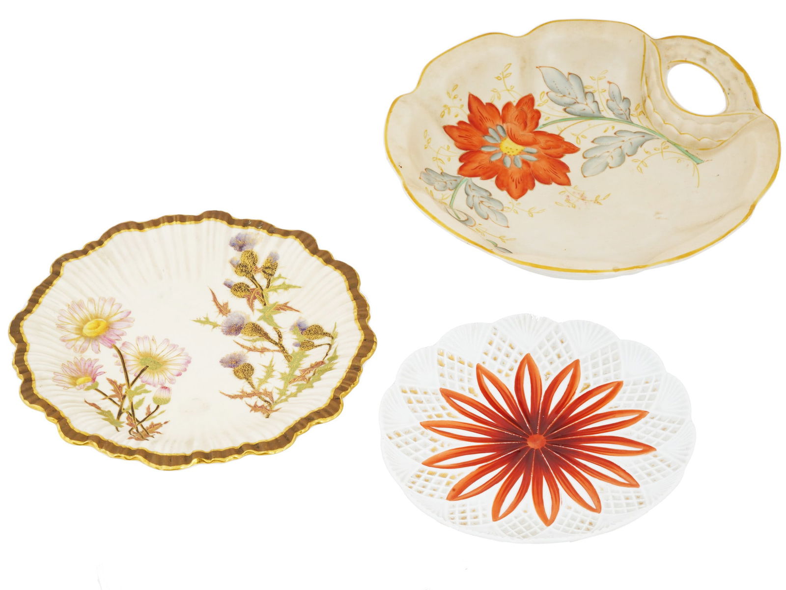 TRIO OF VINTAGE PORCELAIN PLATES WITH FLORAL DESIGNS (1 of 11)