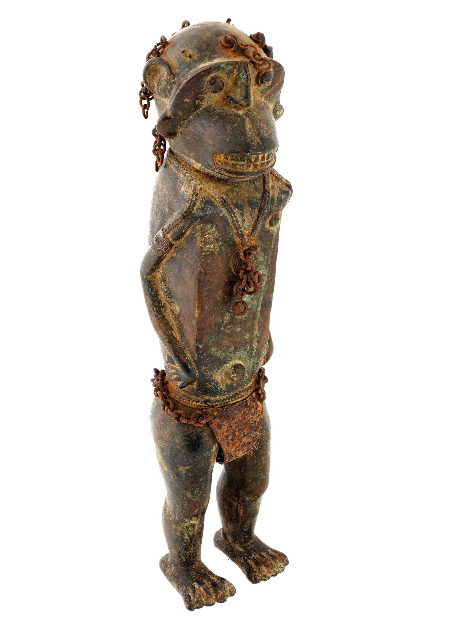 AFRICAN IVORY COAST BAULE BRONZE MONKEY FIGURE (1 of 8)