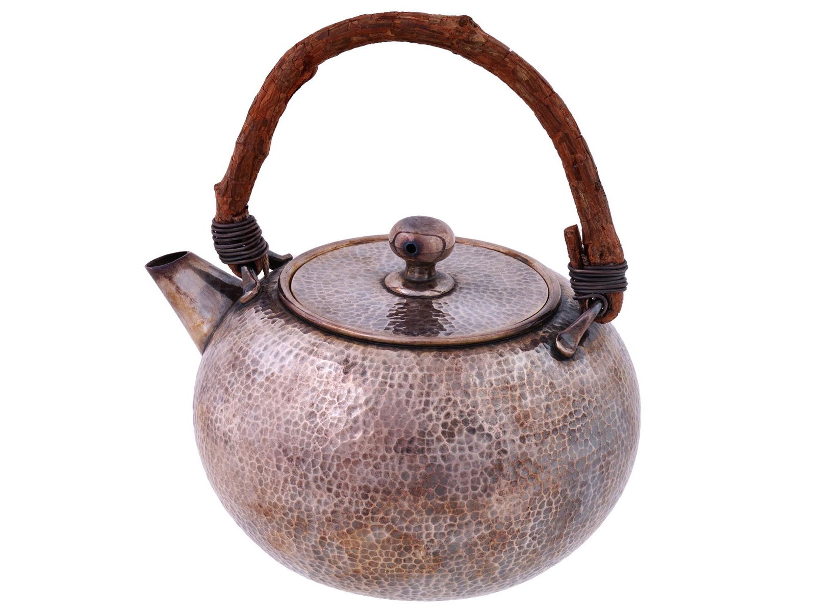 VINTAGE JAPANESE SILVER HAMMERED LIDDED TEAPOT (1 of 7)
