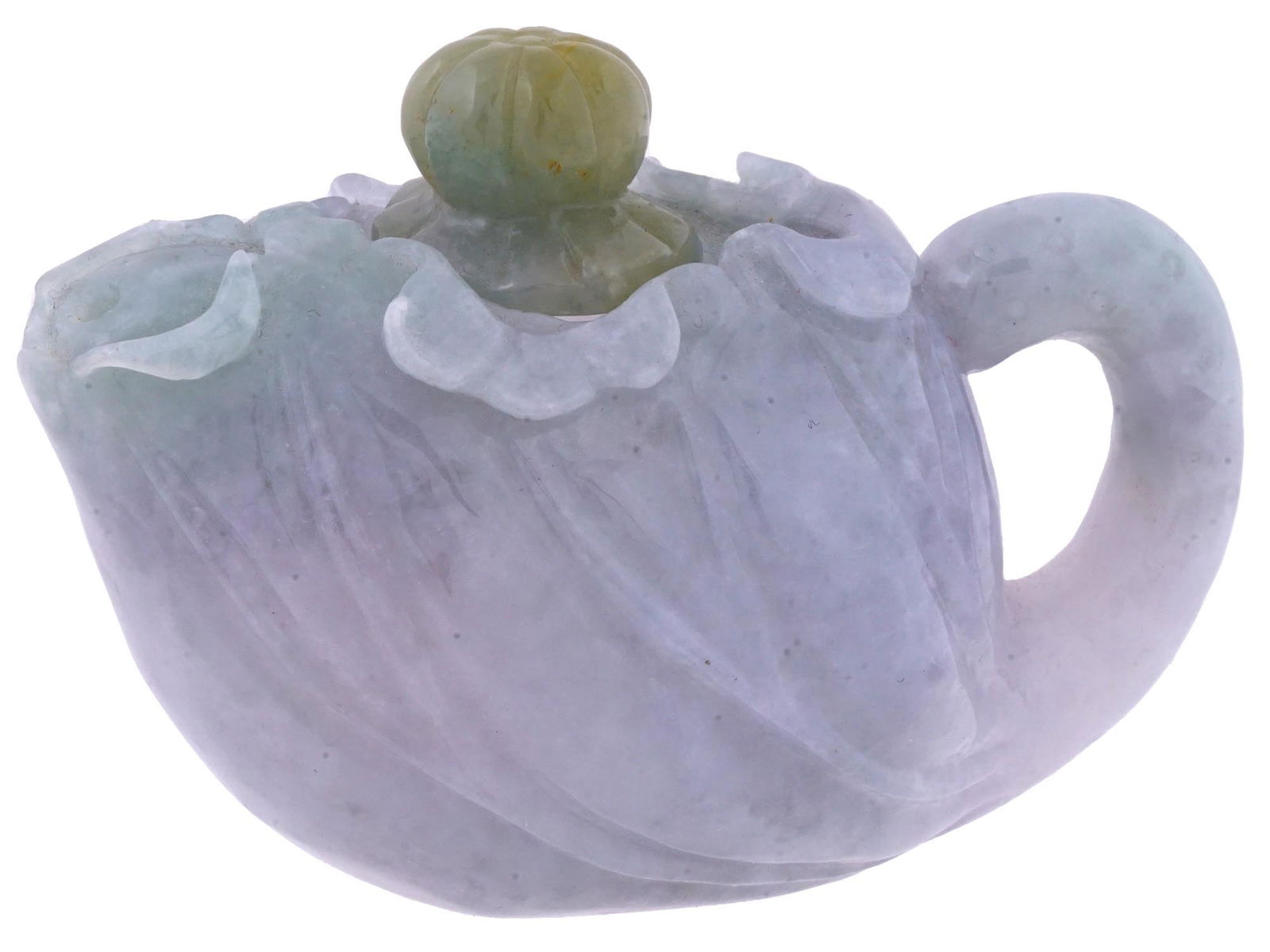 MINIATURE CHINESE CARVED LAVENDER JADE TEAPOT (1 of 10)