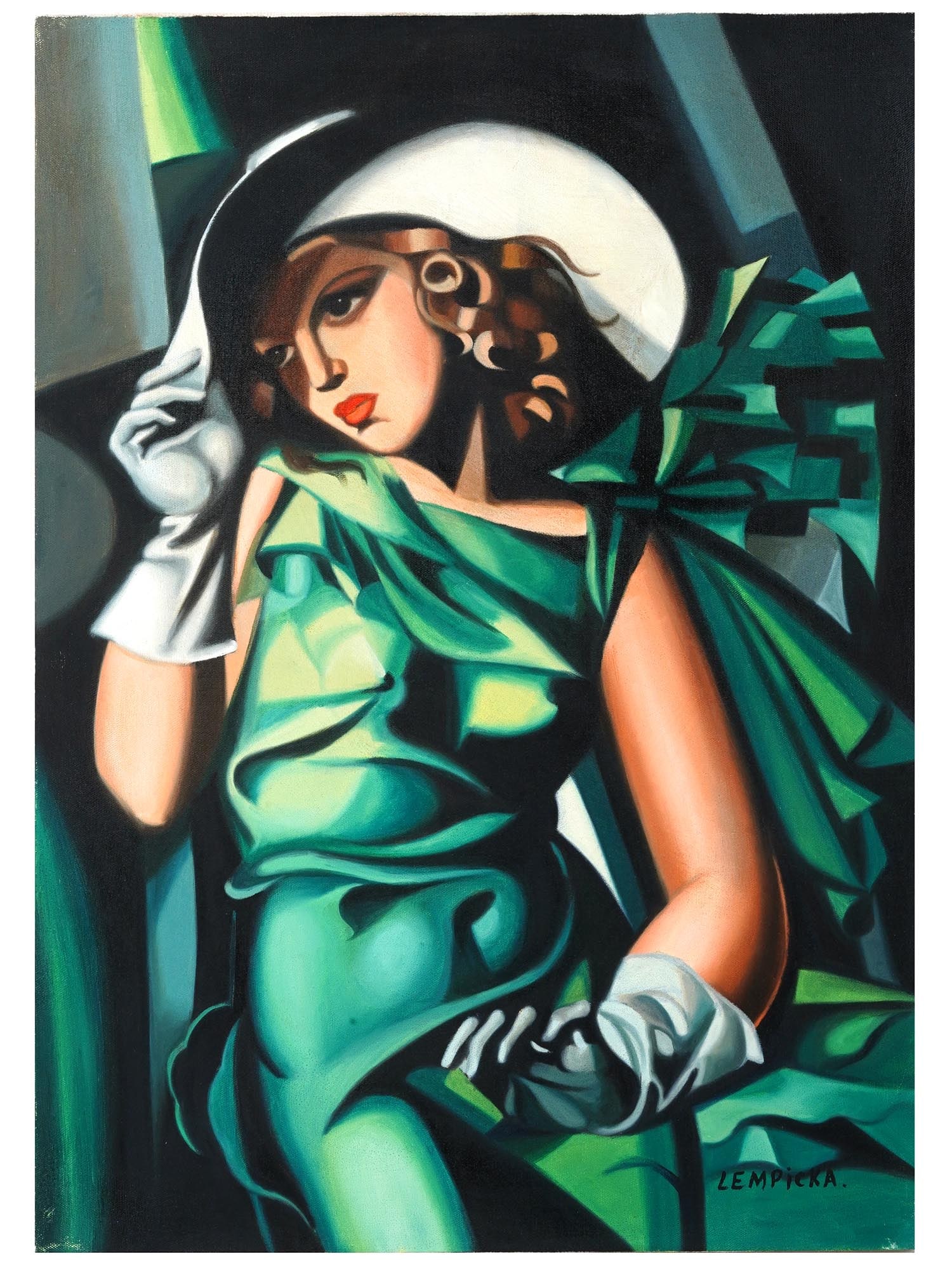 OIL PAINTING IN THE STYLE OF TAMARA DE LEMPICKA (1 of 9)