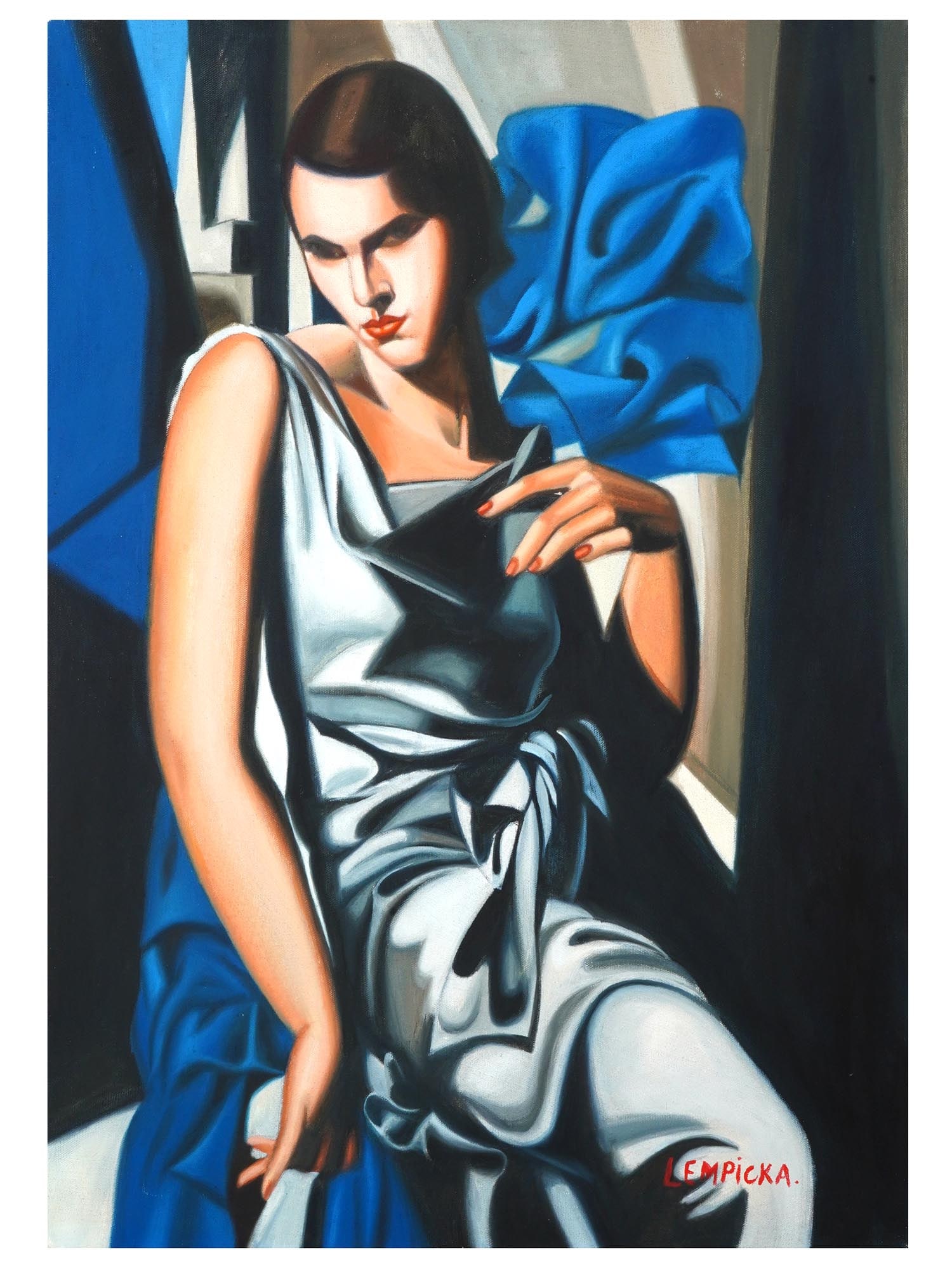 OIL PAINTING IN THE STYLE OF TAMARA DE LEMPICKA (1 of 9)