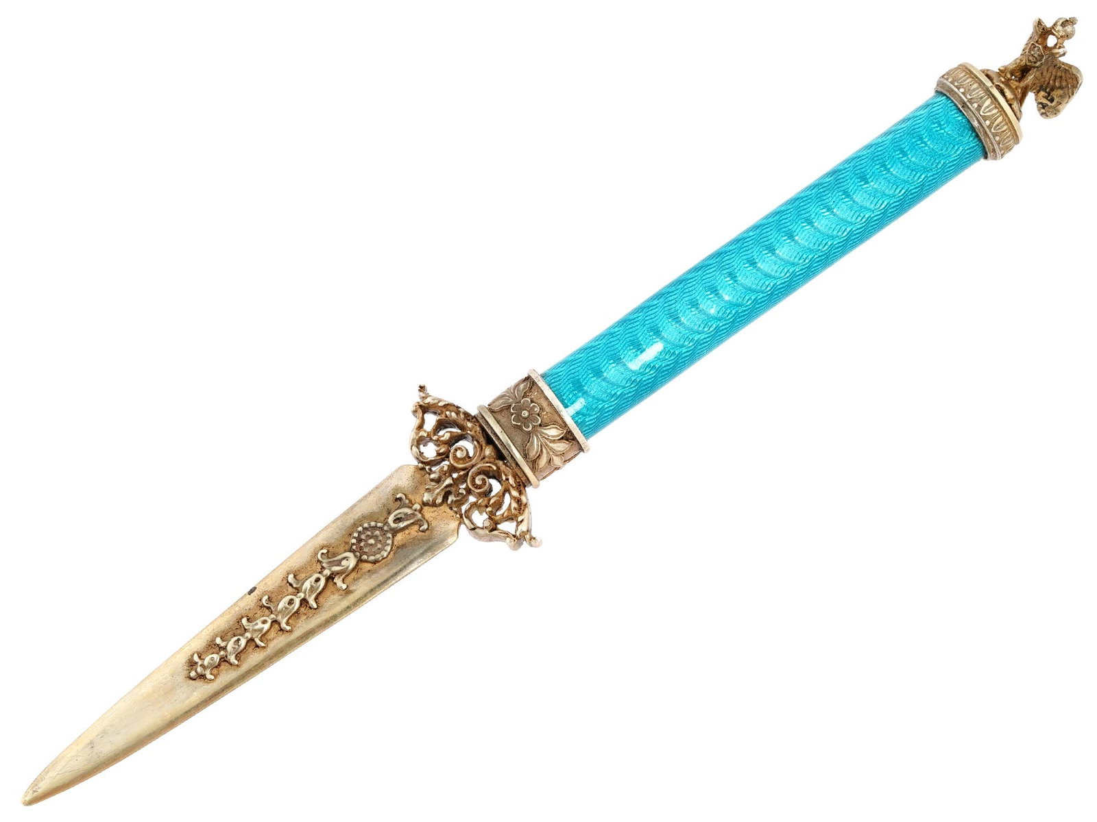 RUSSIAN SILVER GUILLOCHE ENAMEL LETTER OPENER (1 of 8)