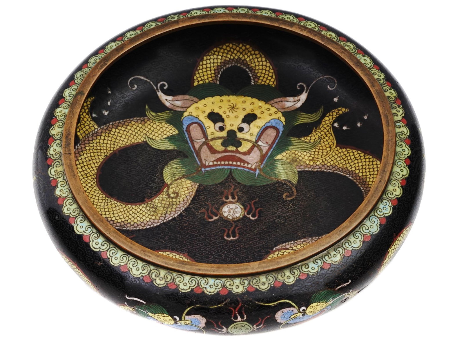 ANTIQUE JAPANESE CLOISONNE DRAGON DESIGN BOWL MARKED (1 of 6)