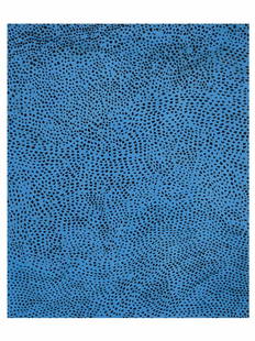 ATTR TO YAYOI KUSAMA JAPANESE DOT ACRYLIC PAINTING: Attributed to Yayoi Kusama, Japanese, American, born 1929, acrylic painting on canvas mounted on board depicting an abstract blue polka dot composition. Inscribed, Yayoi Kusama, and probably dated,