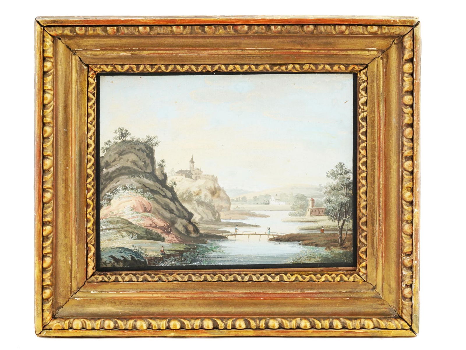 19TH CENTURY EUROPEAN SCHOOL CASTLE GOUACHE PAINTING (1 of 6)