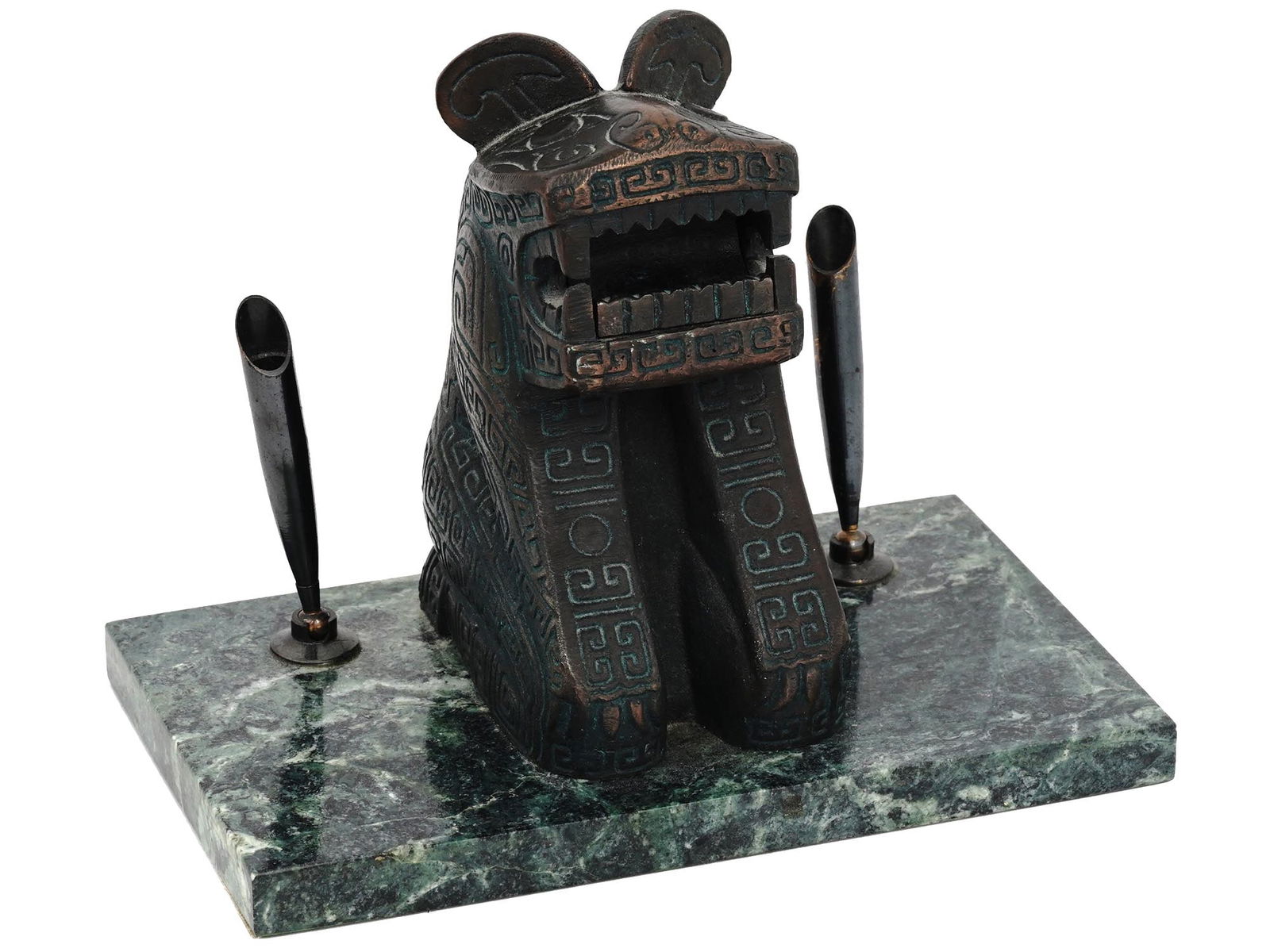 JAMES MONT MANNER FIGURAL DESK SET ON MARBLE BASE (1 of 8)