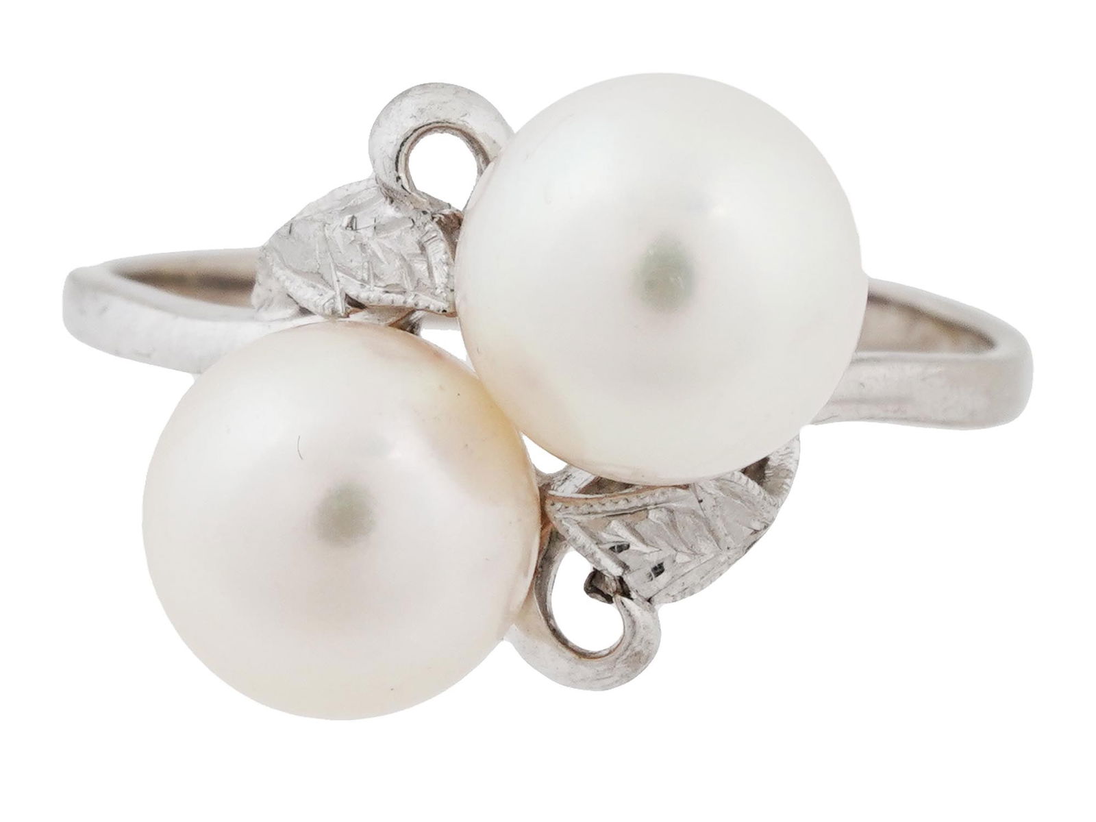 VINTAGE MIKIMOTO 14K WHITE GOLD CULTURED PEARL RING (1 of 6)