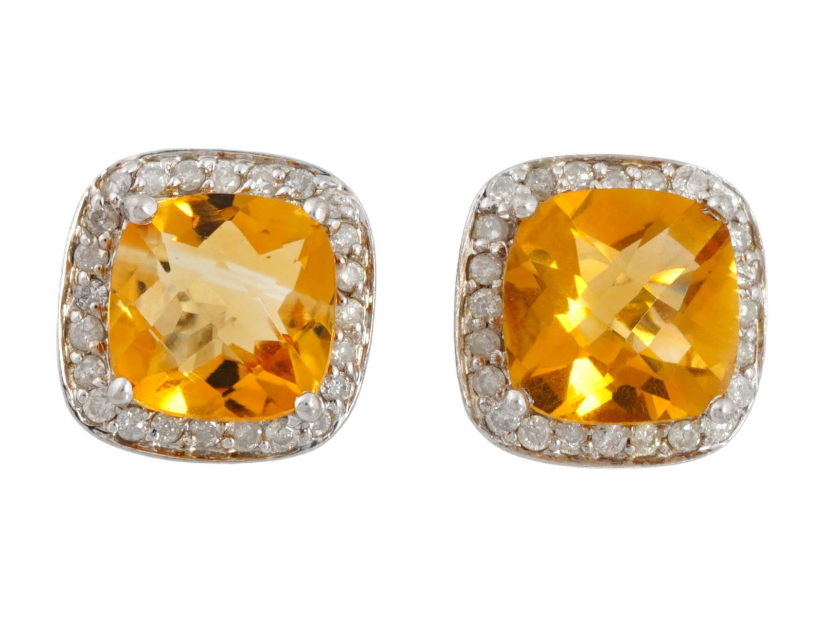 DAVID YURMAN STERLING SILVER CITRINE DIAMOND EARRINGS (1 of 5)