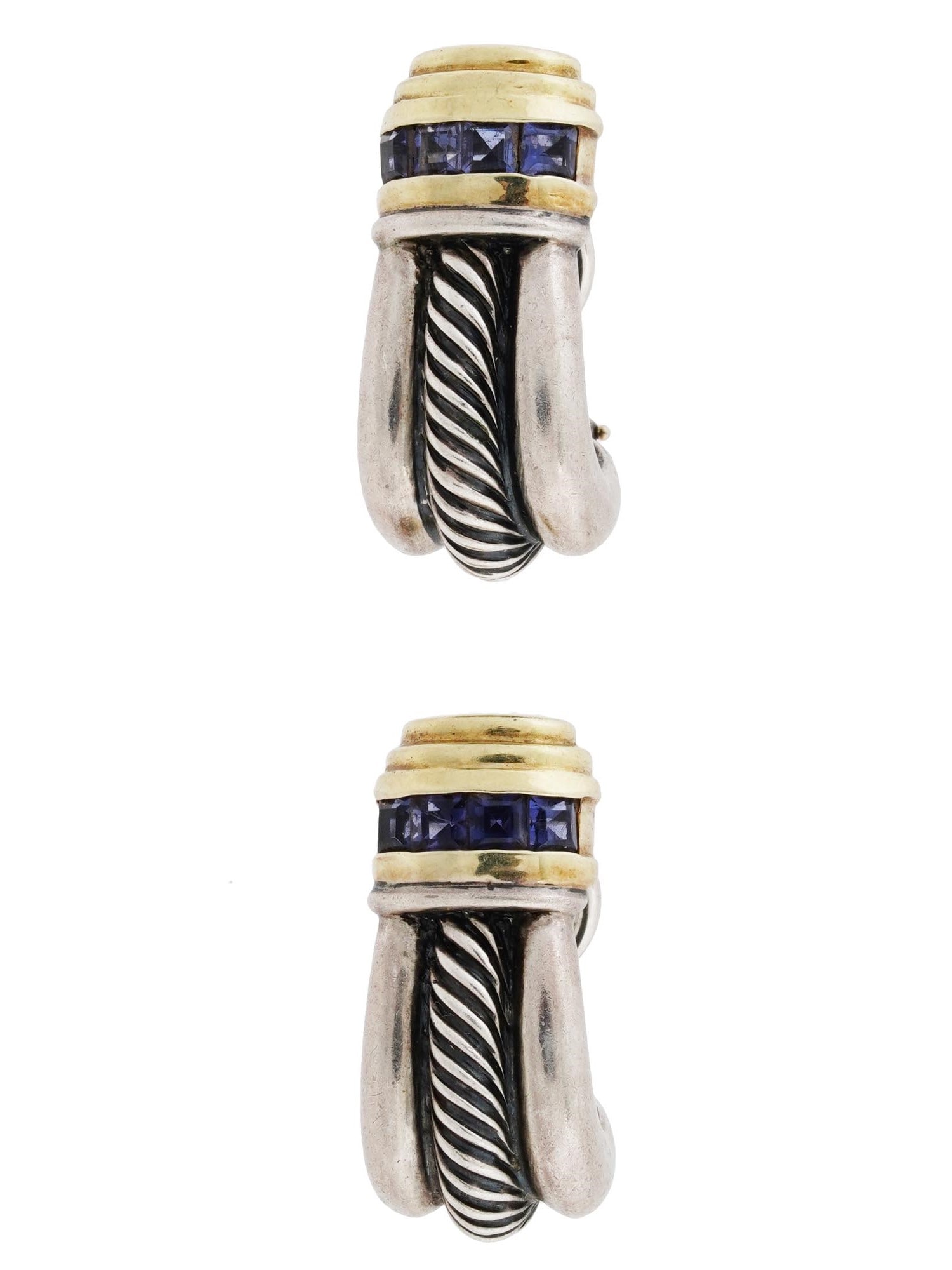 DAVID YURMAN 14K GOLD STERLING TANZANITE EARRINGS (1 of 6)