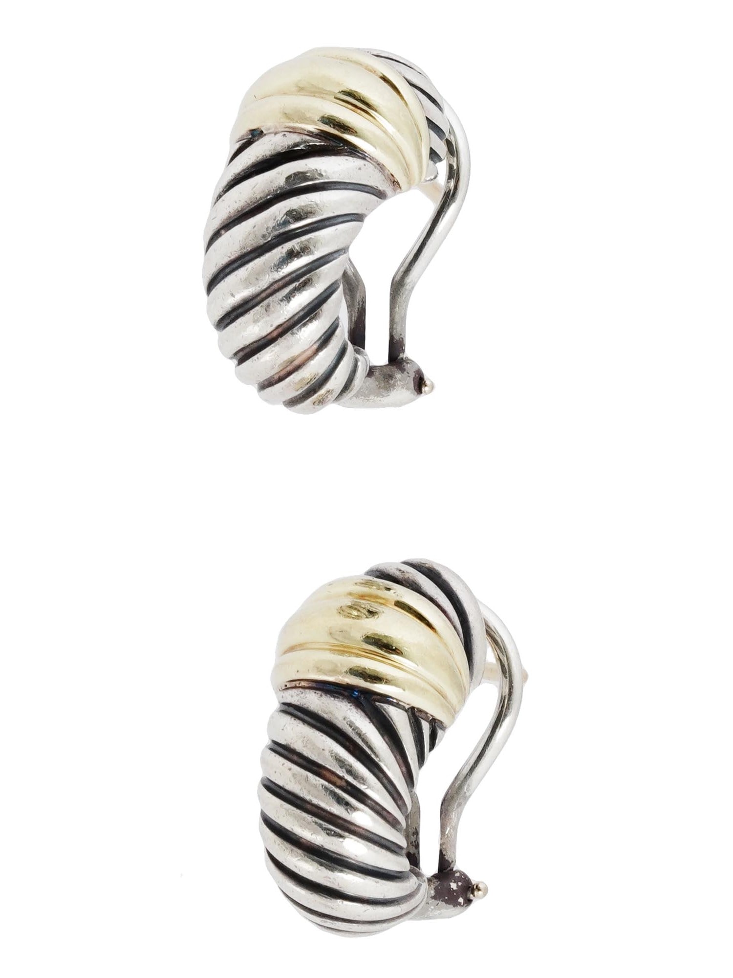 DAVID YURMAN 14K GOLD AND STERLING SILVER EARRINGS (1 of 8)