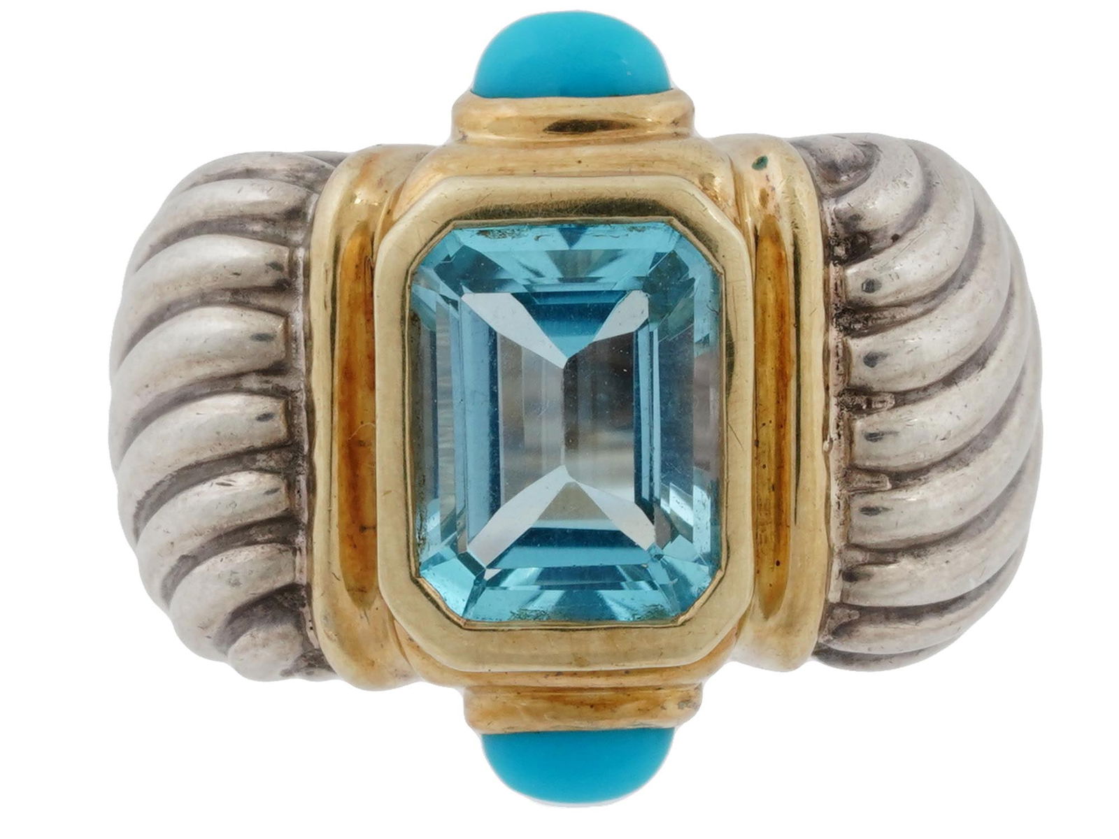 DAVID YURMAN GILDED SILVER TURQUOISE TOPAZ RING (1 of 9)