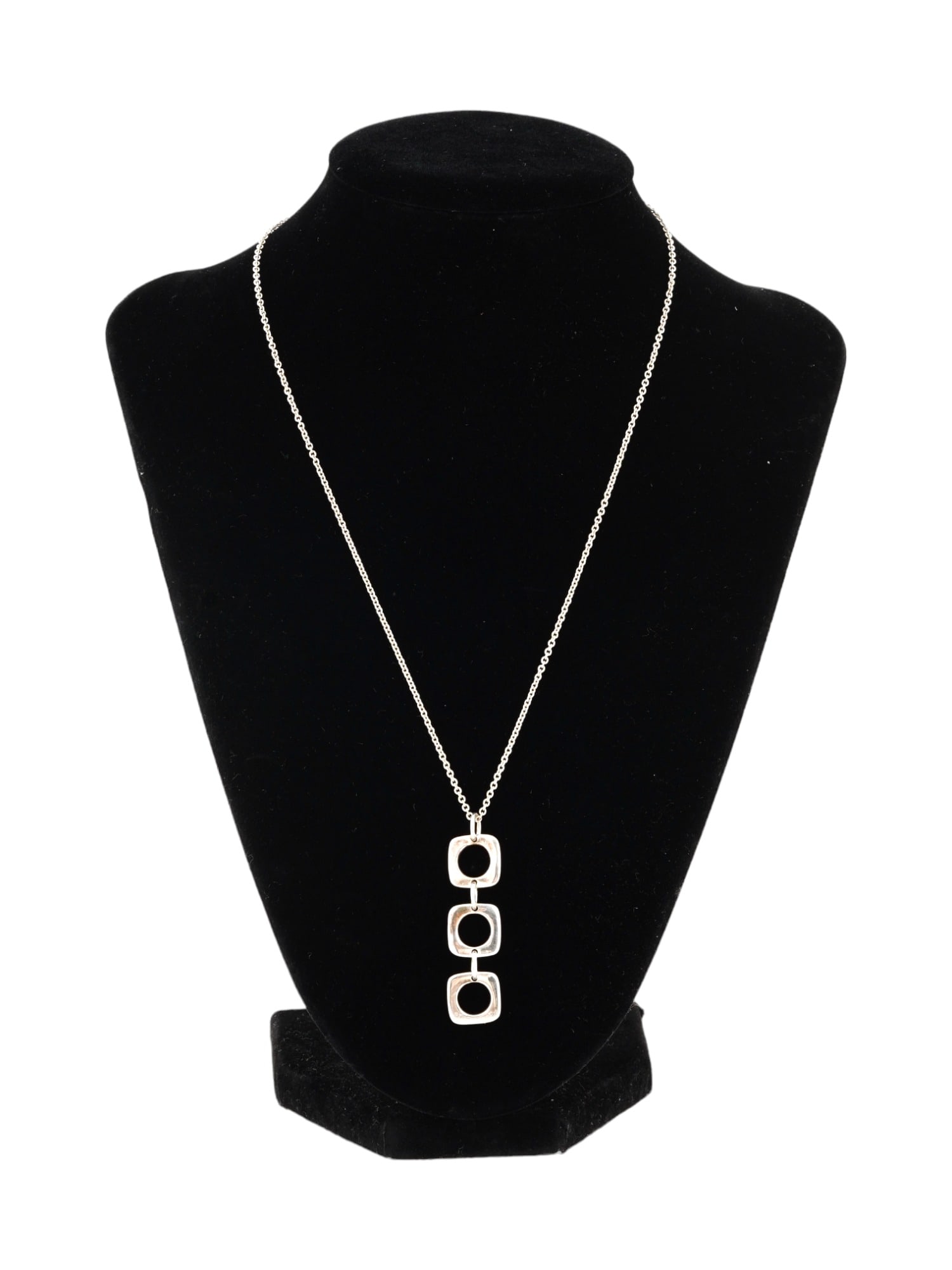 VINTAGE TIFFANY SILVER TRIPLE SQUARE PENDANT AND CHAIN (1 of 6)